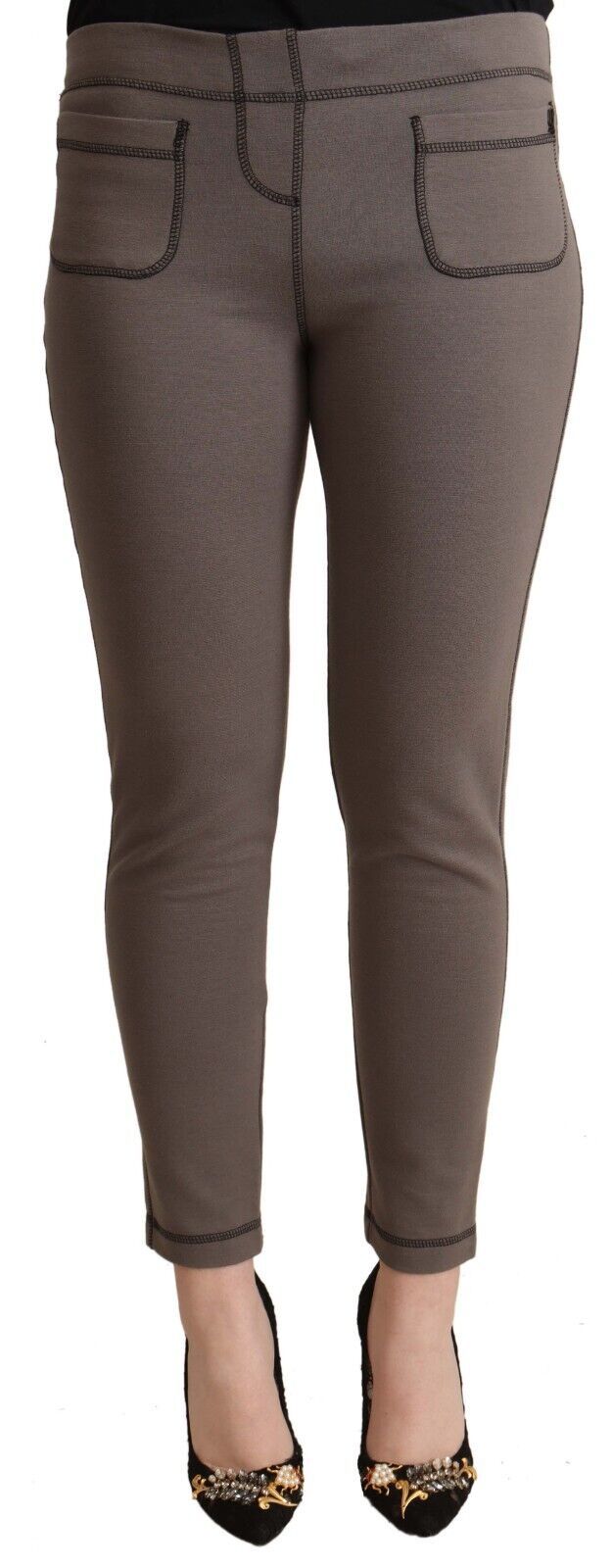 Pantalon skinny taille moyenne gris John Galliano chic pour un style sophistiqué