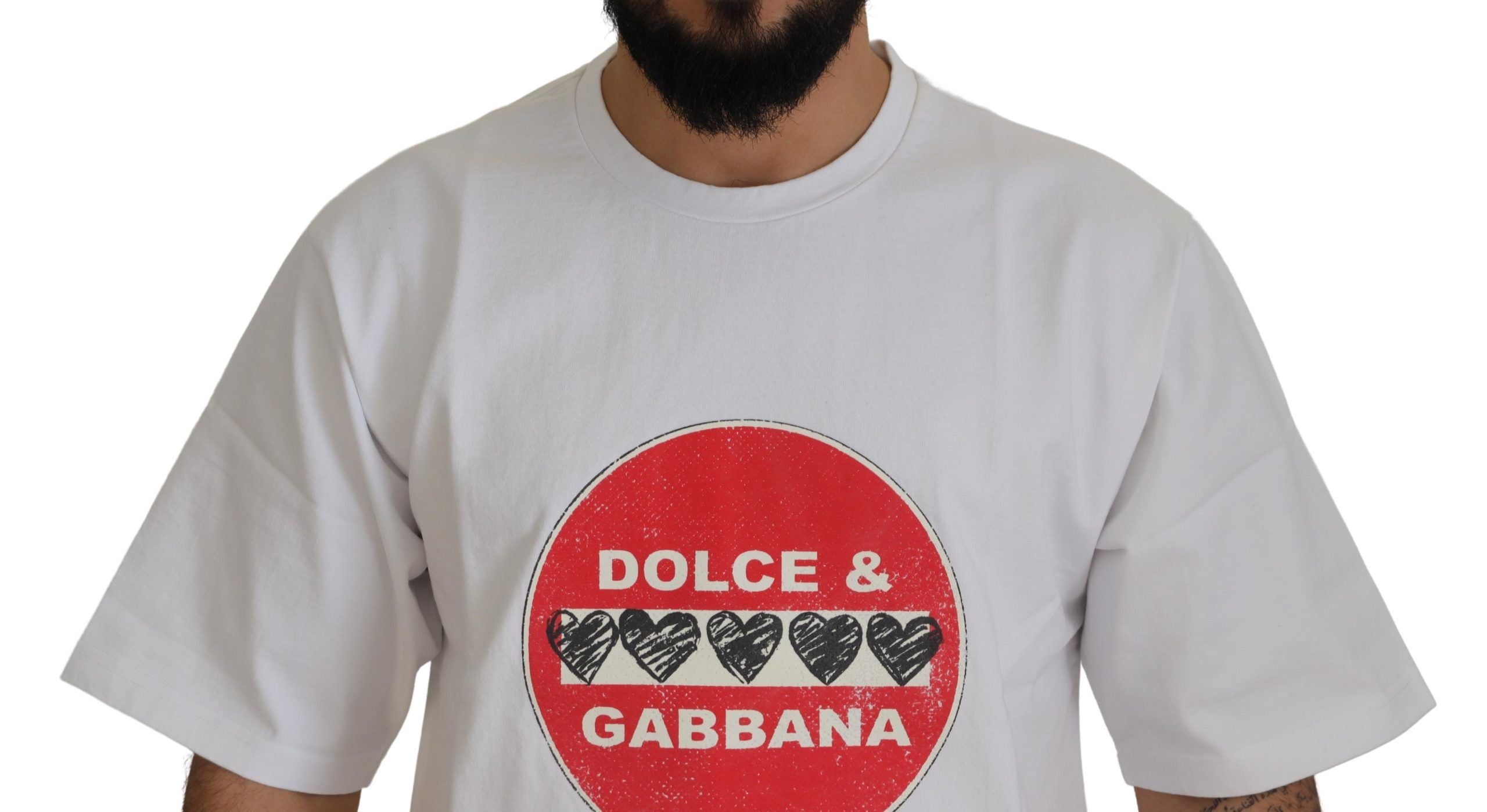 Dolce &amp; Gabbana Chic T-shirt Heart Amor en coton blanc