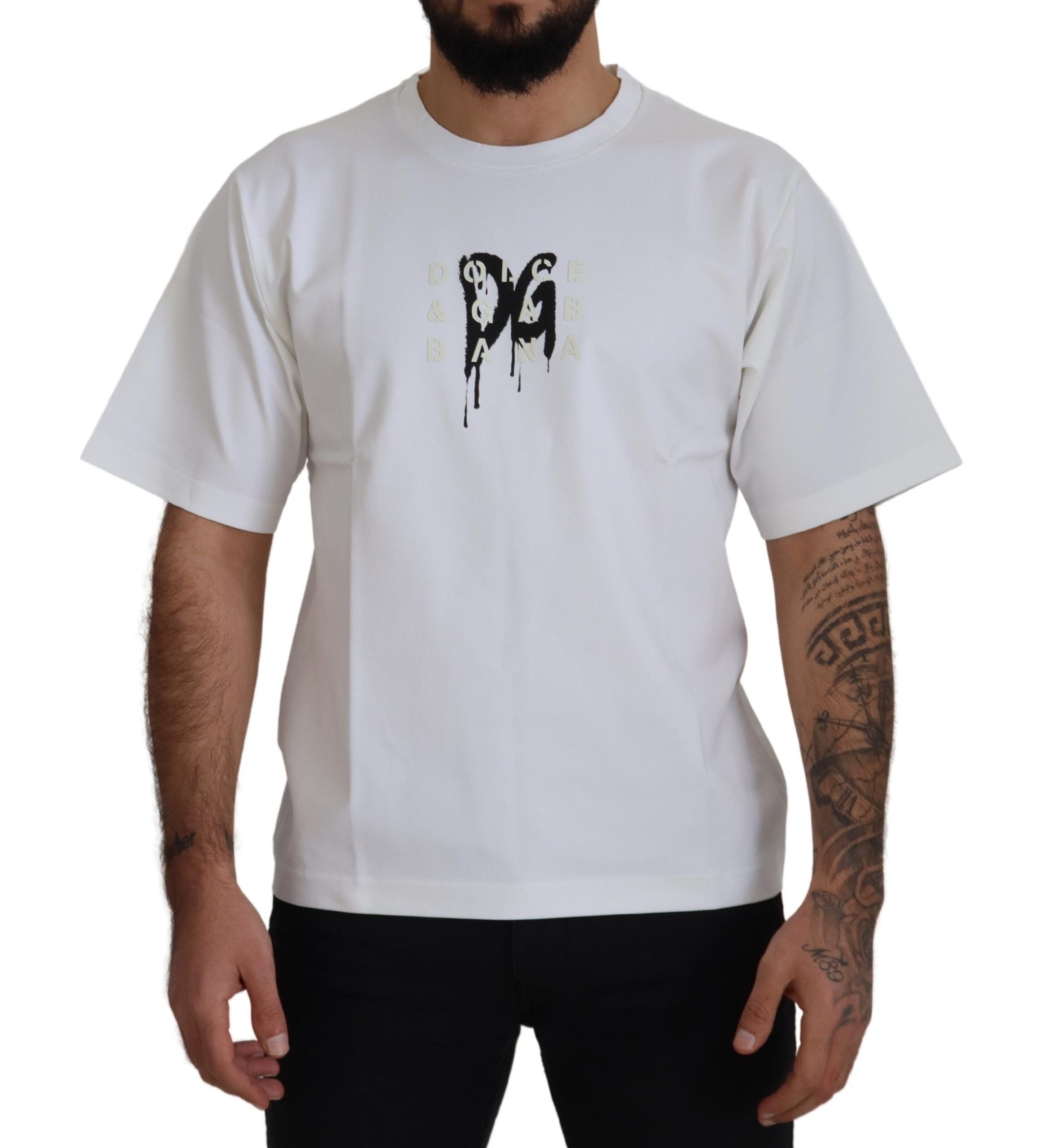 Dolce &amp; Gabbana T-shirt à col rond intemporel avec logo blanc