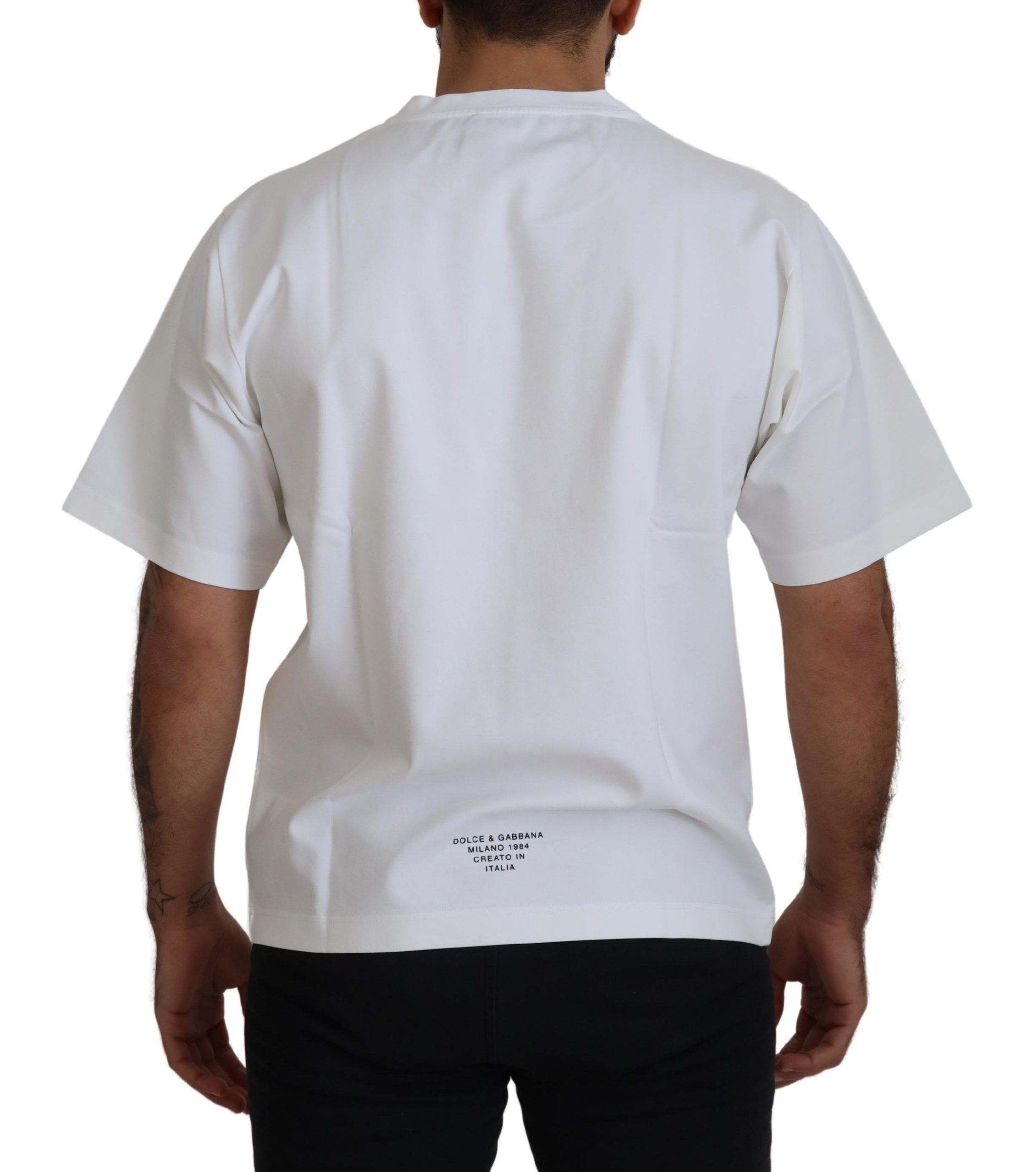 Dolce &amp; Gabbana T-shirt à col rond intemporel avec logo blanc