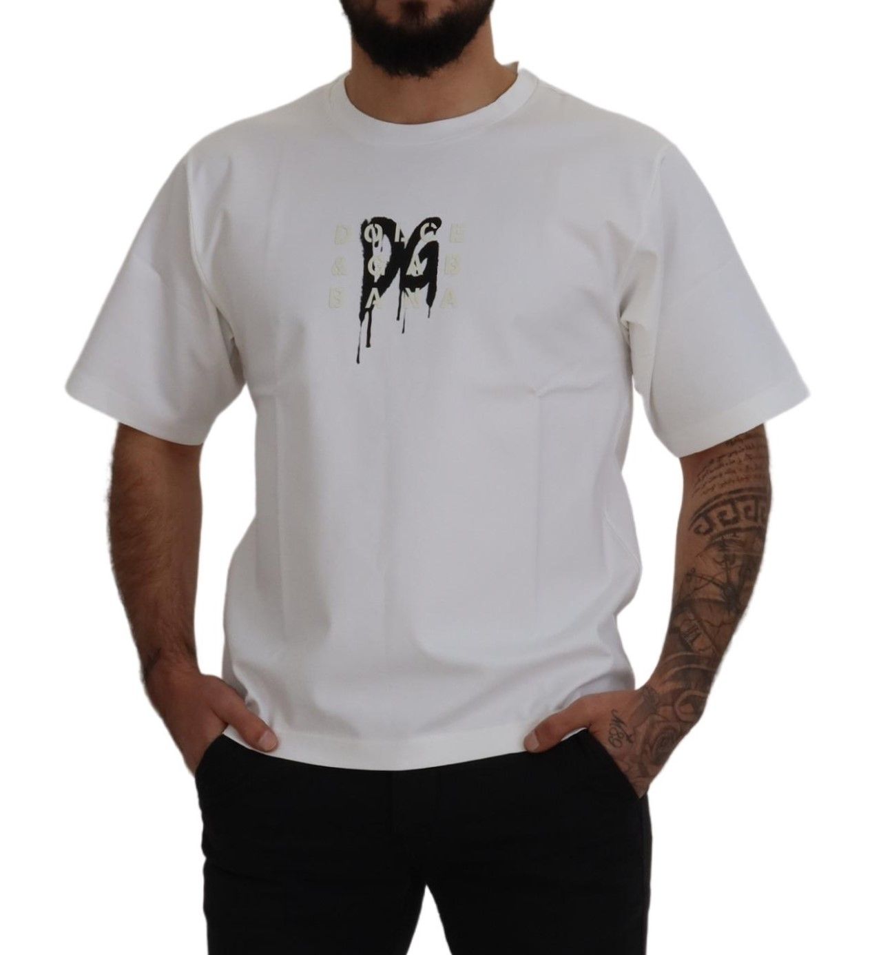 Dolce &amp; Gabbana T-shirt à col rond intemporel avec logo blanc