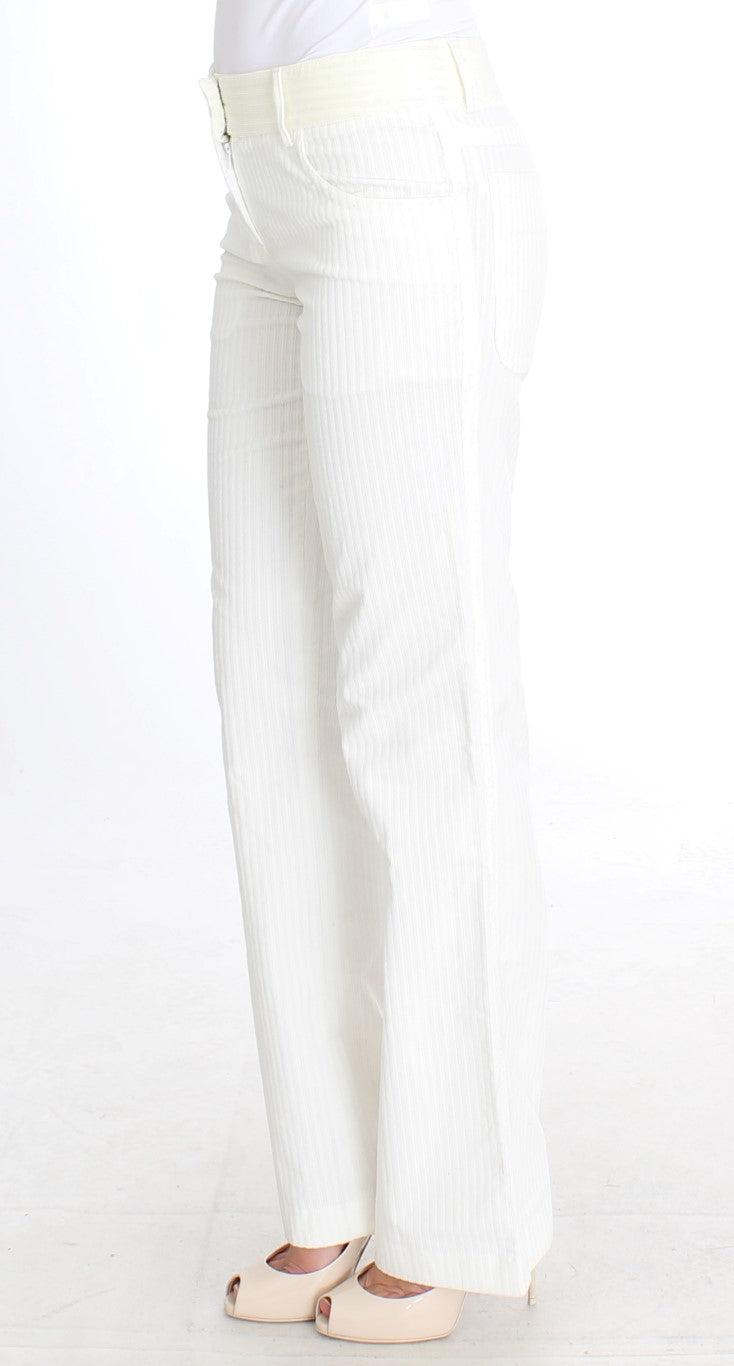 Ermanno Scervino Pantalon coupe droite à rayures blanches chic