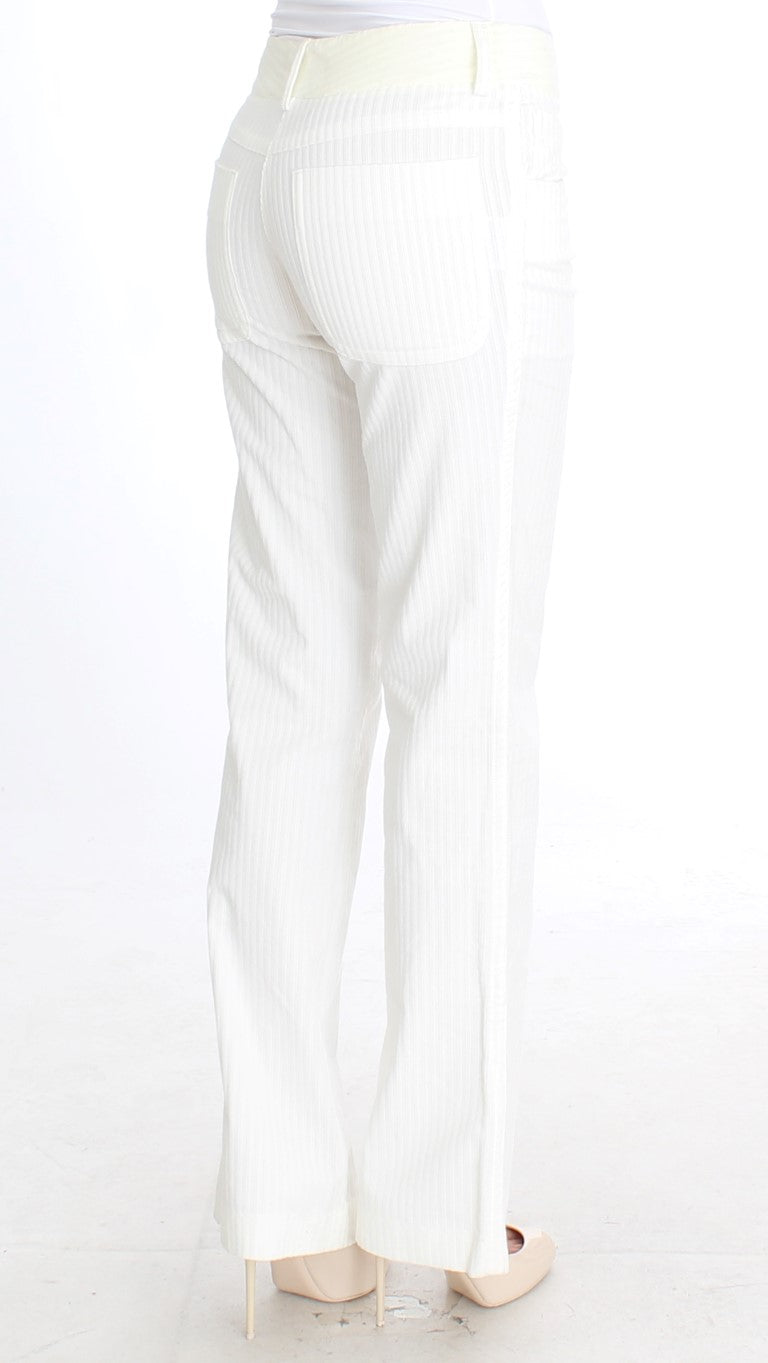 Ermanno Scervino Pantalon coupe droite à rayures blanches chic