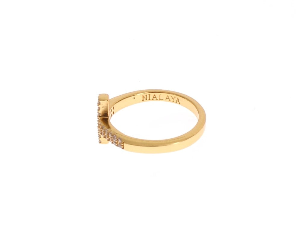 Nialaya Elegant Gold Plated Sterling Silver CZ Ring