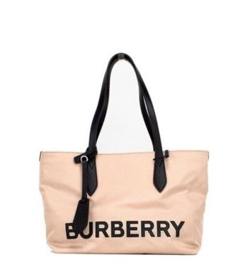 Burberry Petit Rose Beige Logo Marque Econyl Nylon Fourre-Tout Sac À Main Sac À Main