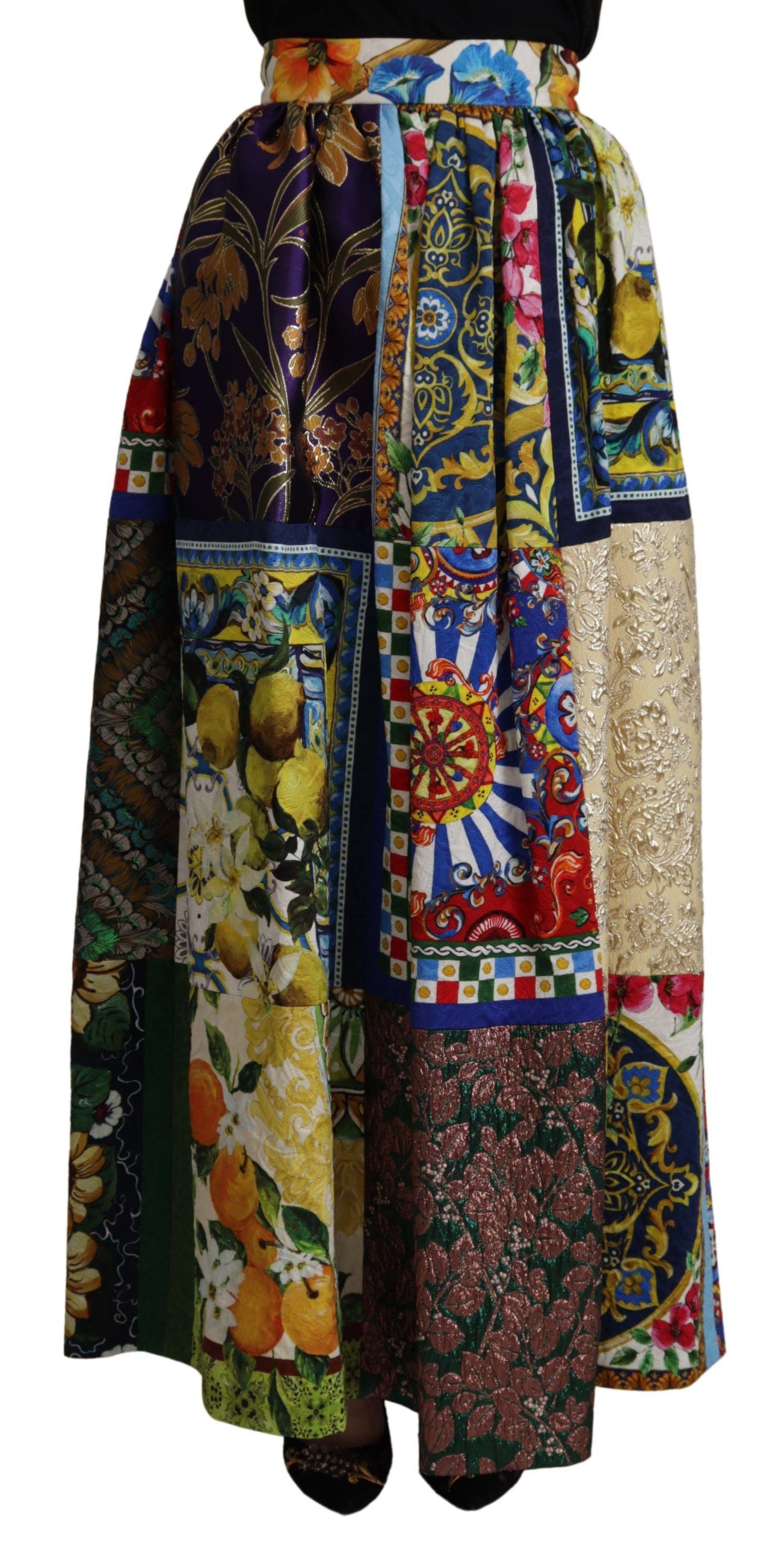 Dolce &amp; Gabbana Jupe longue taille haute à motifs siciliens