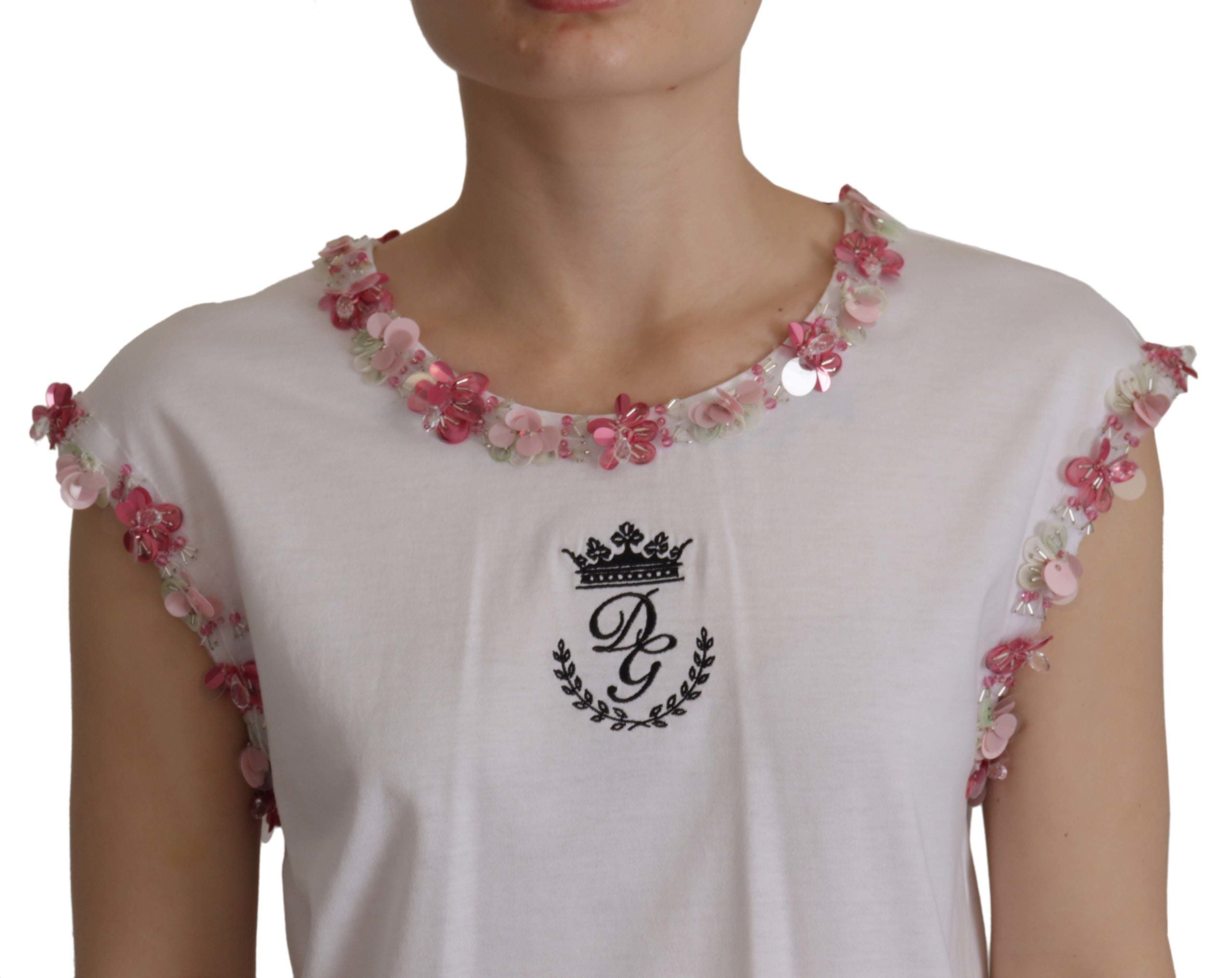 Dolce &amp; Gabbana Chic T-shirt débardeur à couronne pailletée