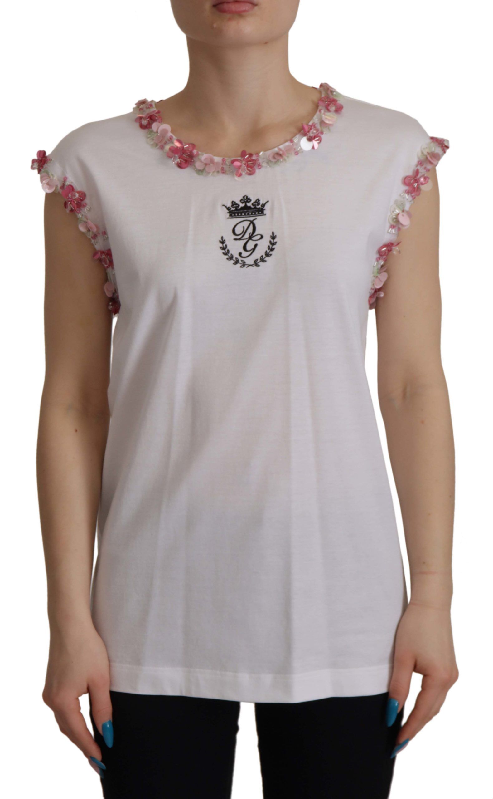 Dolce &amp; Gabbana Chic T-shirt débardeur à couronne pailletée