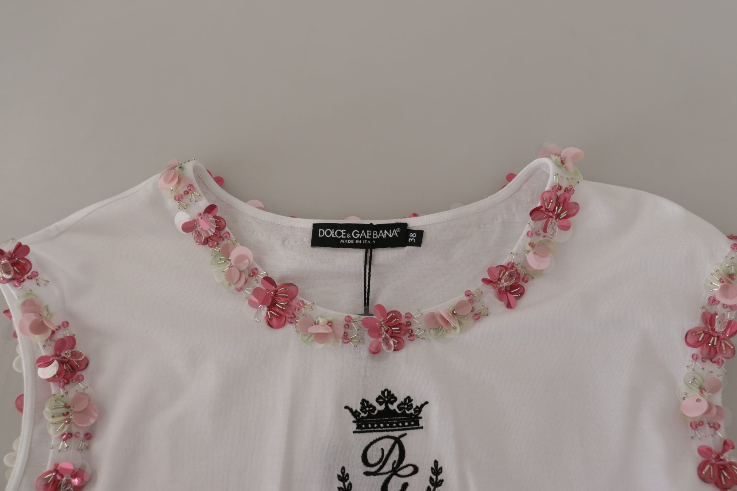 Dolce &amp; Gabbana Chic T-shirt débardeur à couronne pailletée