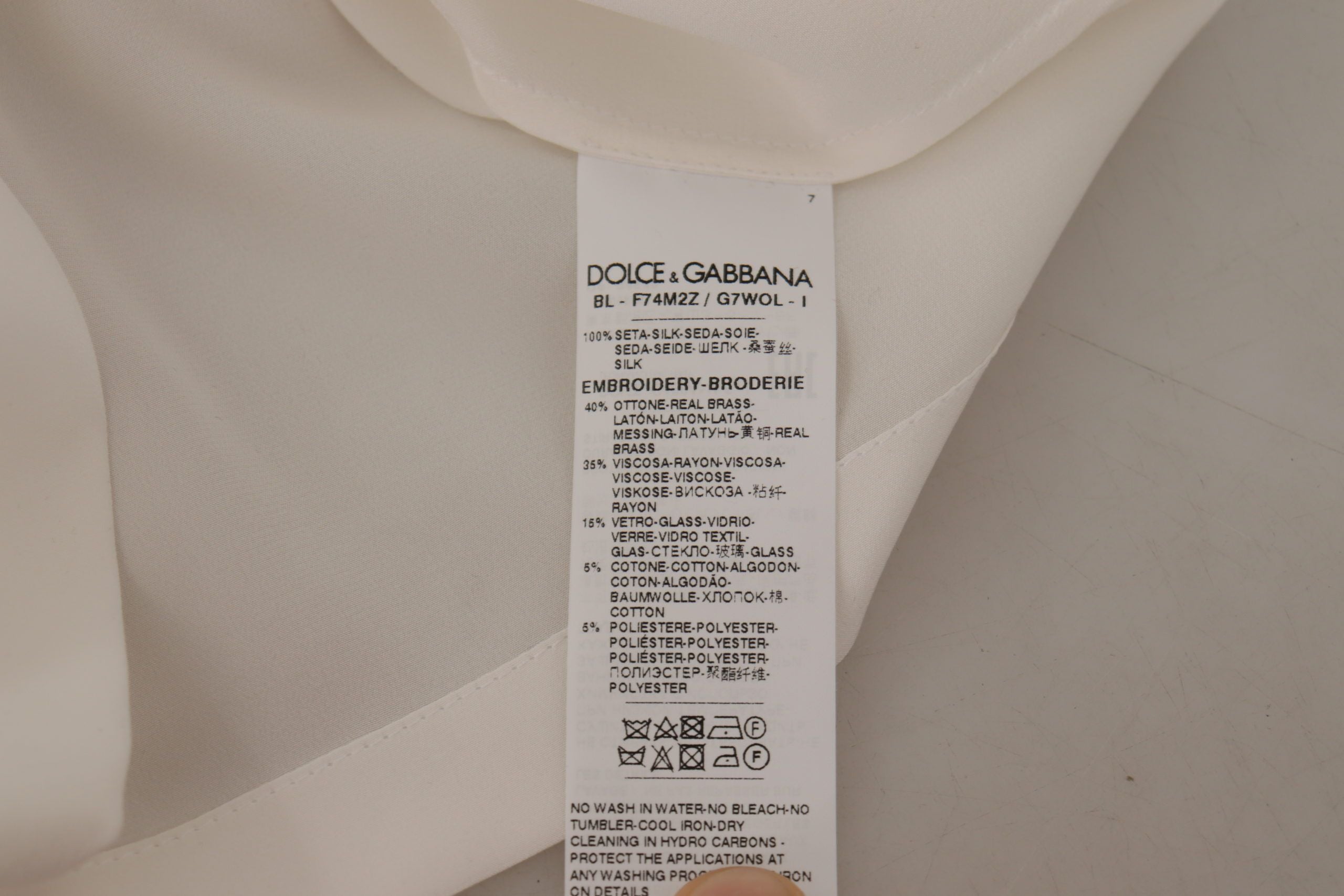 Dolce &amp; Gabbana Chemisier élégant en soie avec broderie couronne dorée