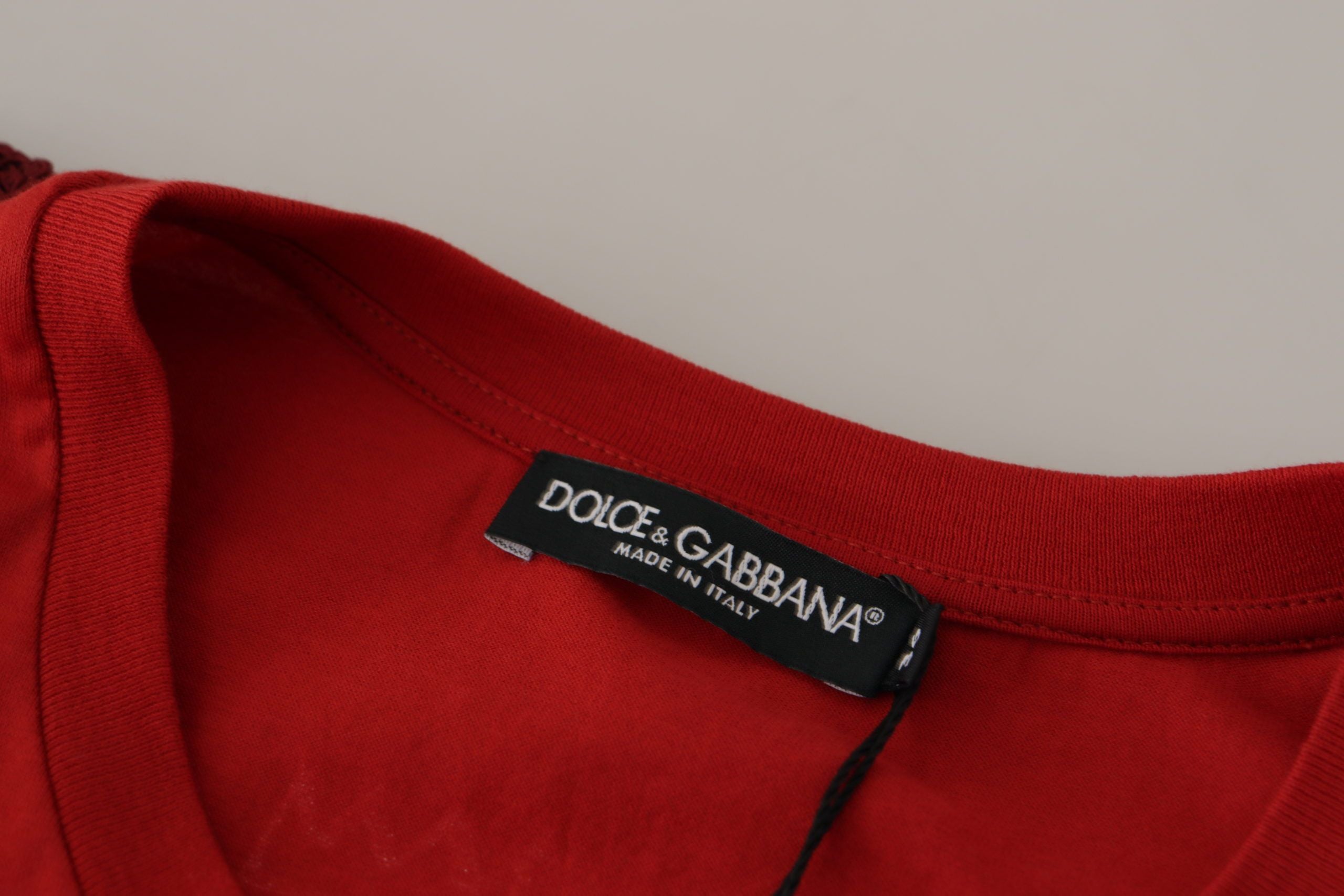 Dolce &amp; Gabbana T-shirt en coton rouge élégant à col rond