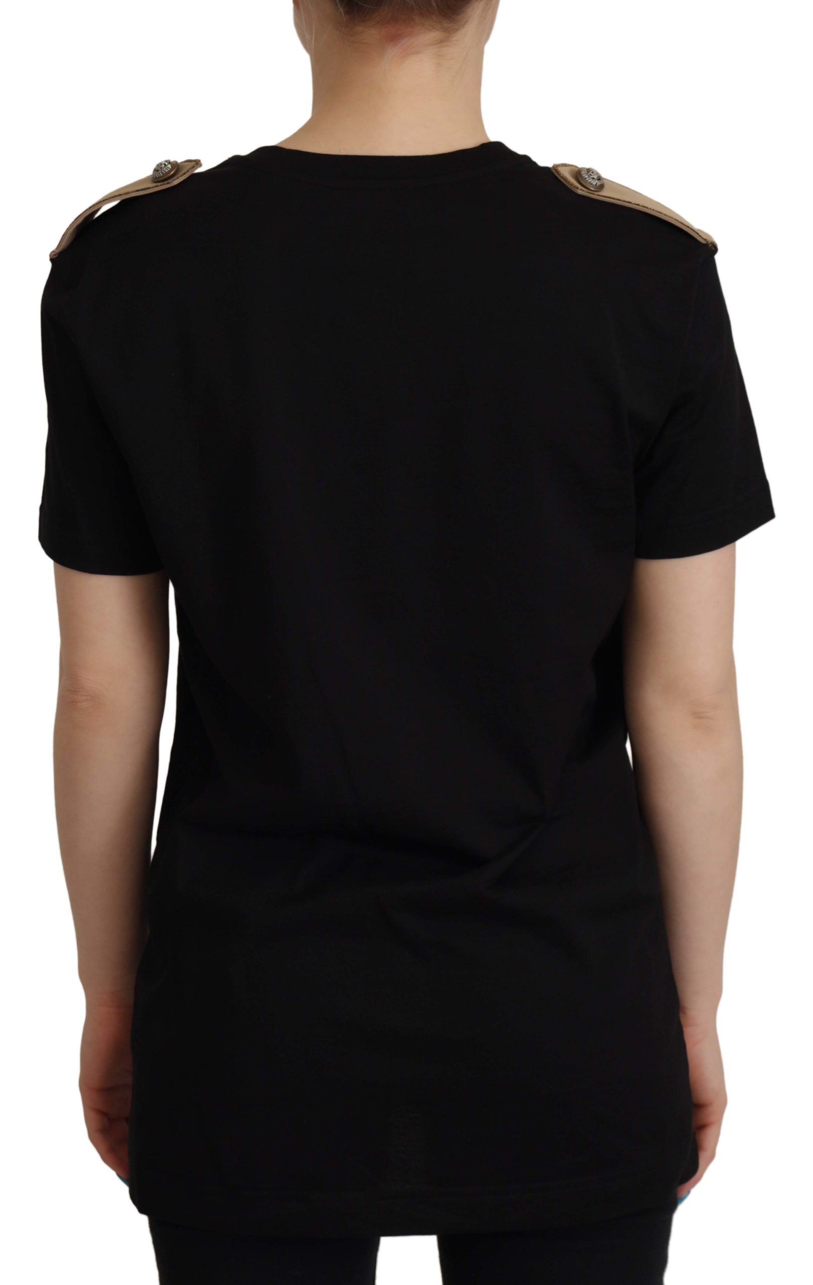 Dolce &amp; Gabbana Chic T-shirt en coton avec logo noir pour femme