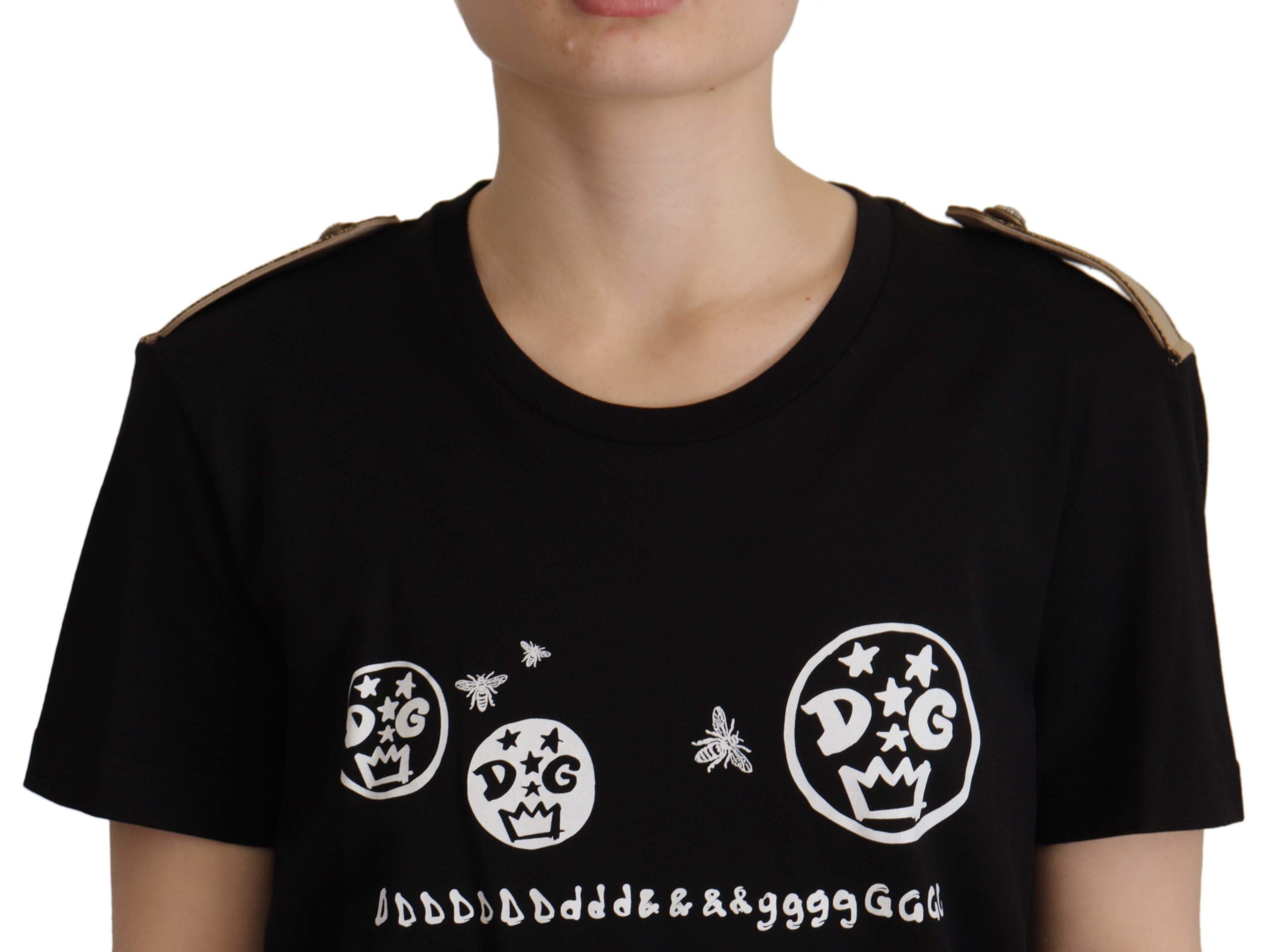 Dolce &amp; Gabbana Chic T-shirt en coton avec logo noir pour femme