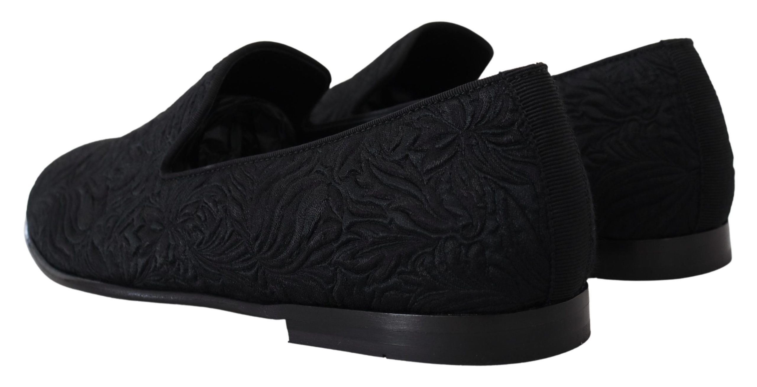 Dolce &amp; Gabbana Mocassins noirs jacquard élégants à enfiler sur des chaussures plates