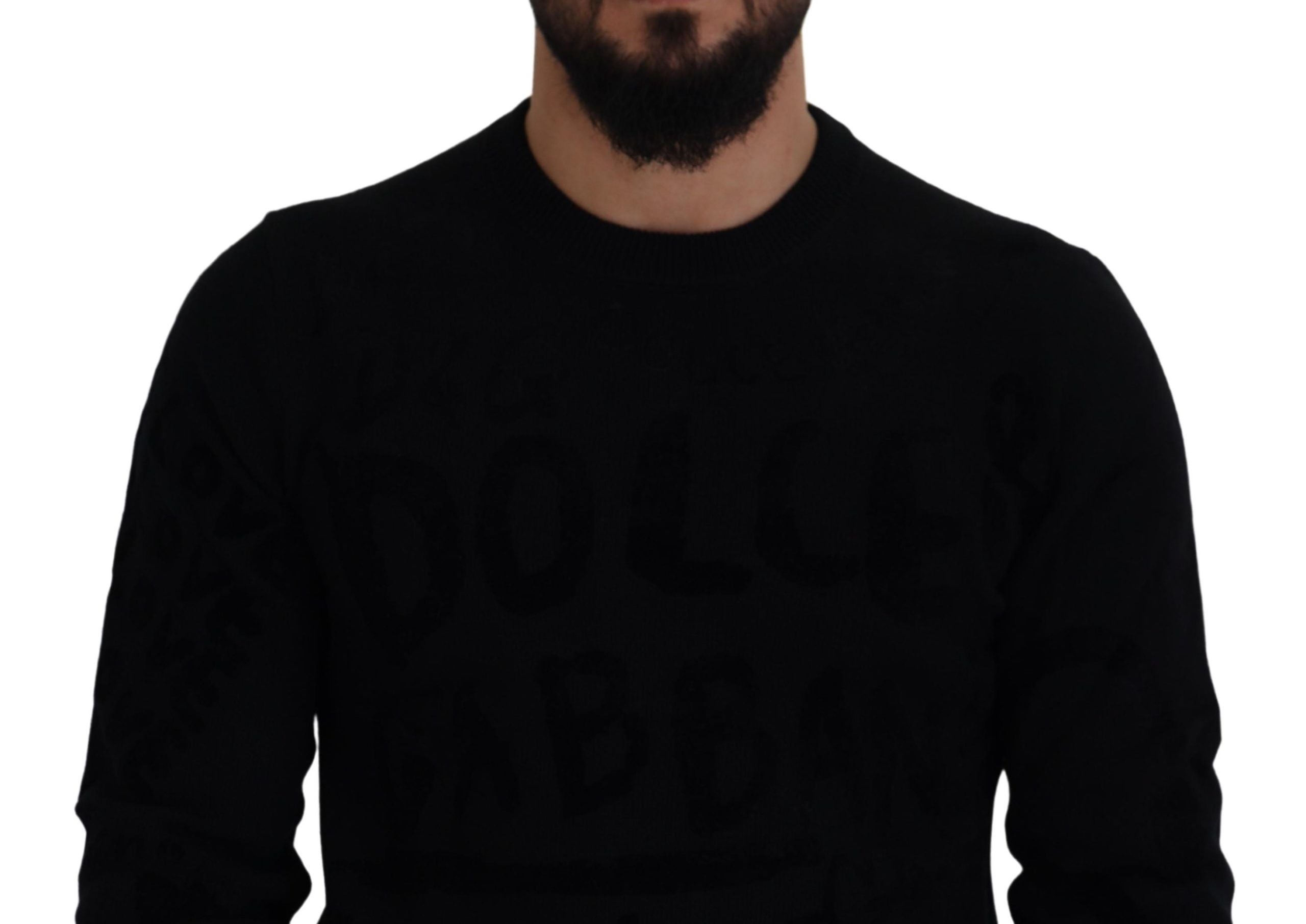 Dolce &amp; Gabbana Pull en laine à logo noir élégant