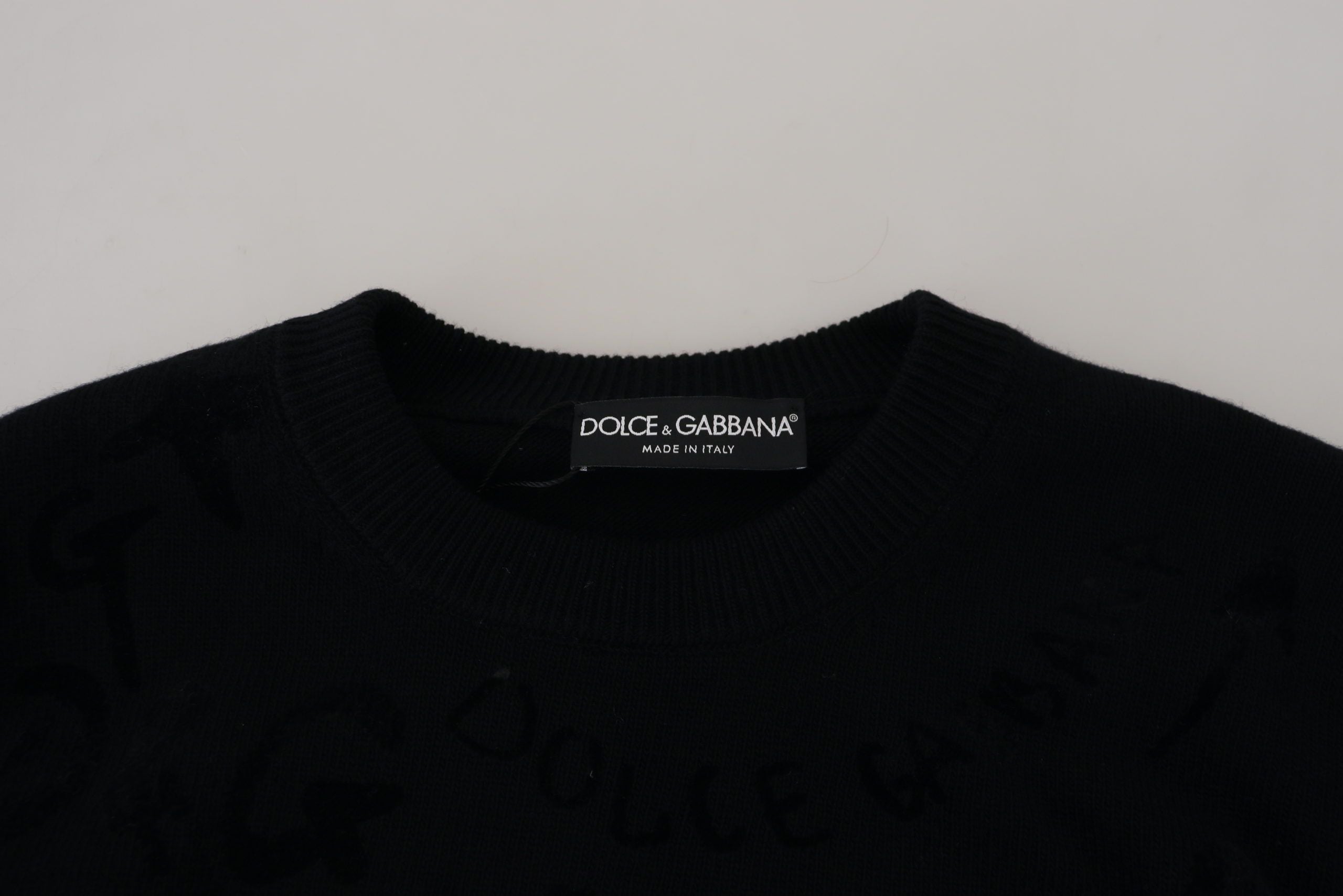 Dolce &amp; Gabbana Pull en laine à logo noir élégant