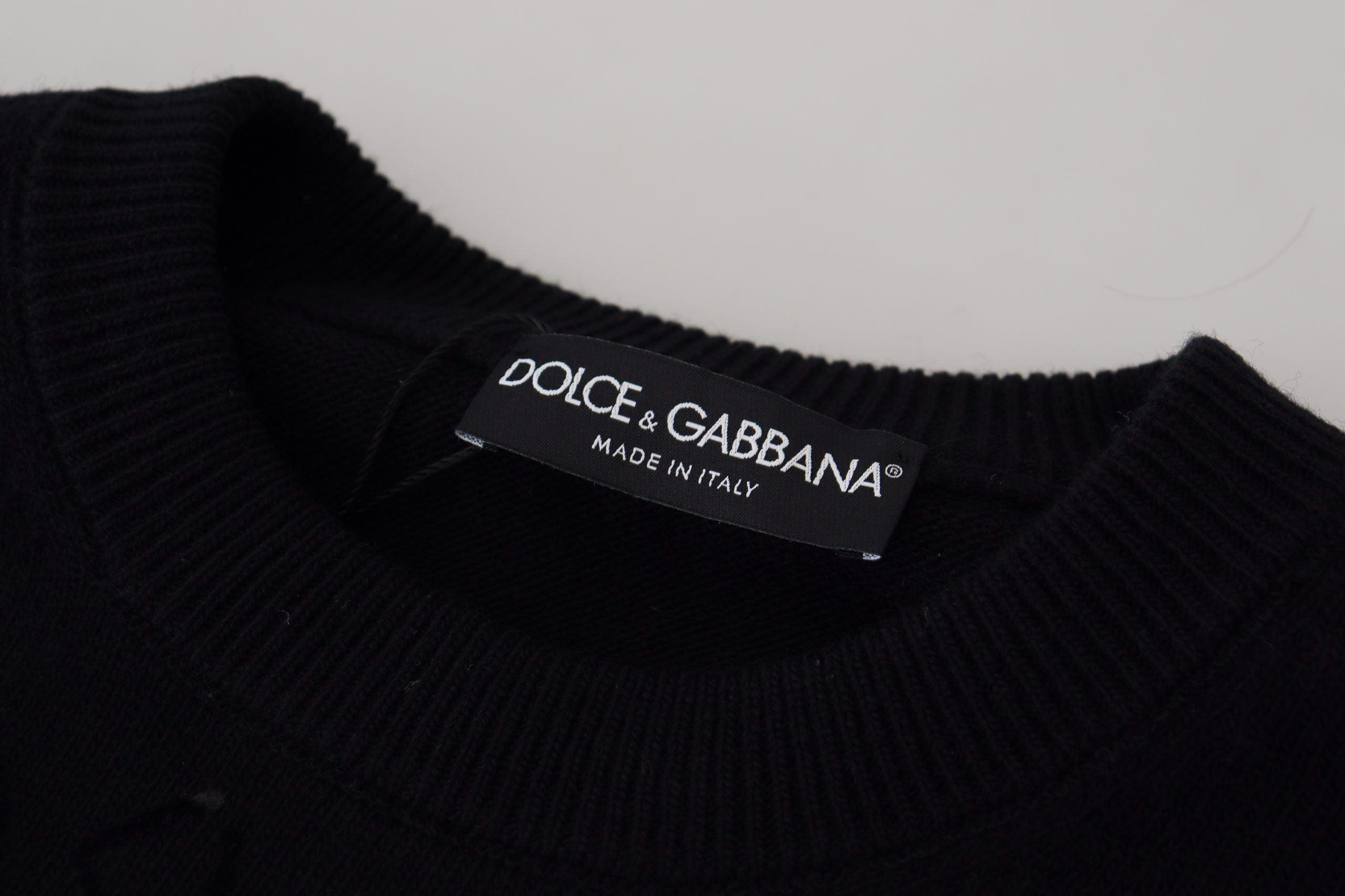 Dolce &amp; Gabbana Pull en laine à logo noir élégant