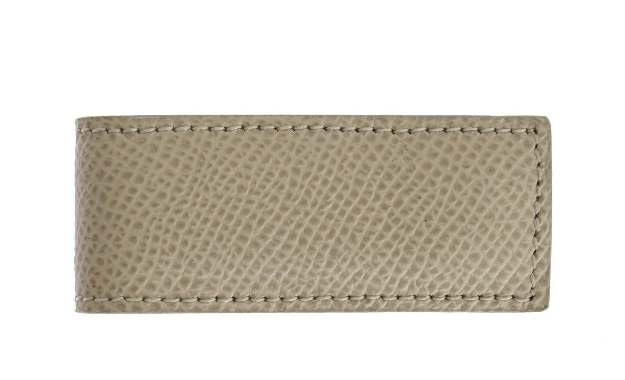 Dolce & Gabbana Elegant Beige Leather Money Clip