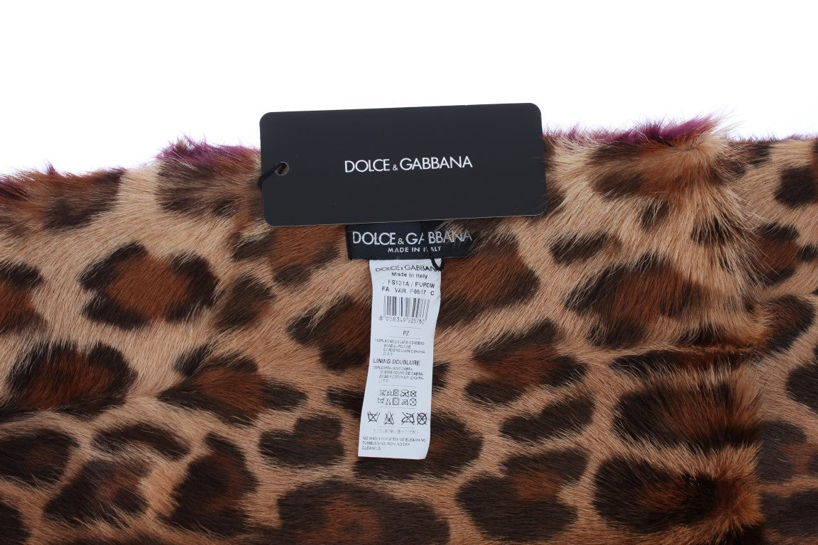 Dolce &amp; Gabbana Écharpe en fourrure d'agneau à imprimé léopard exquis