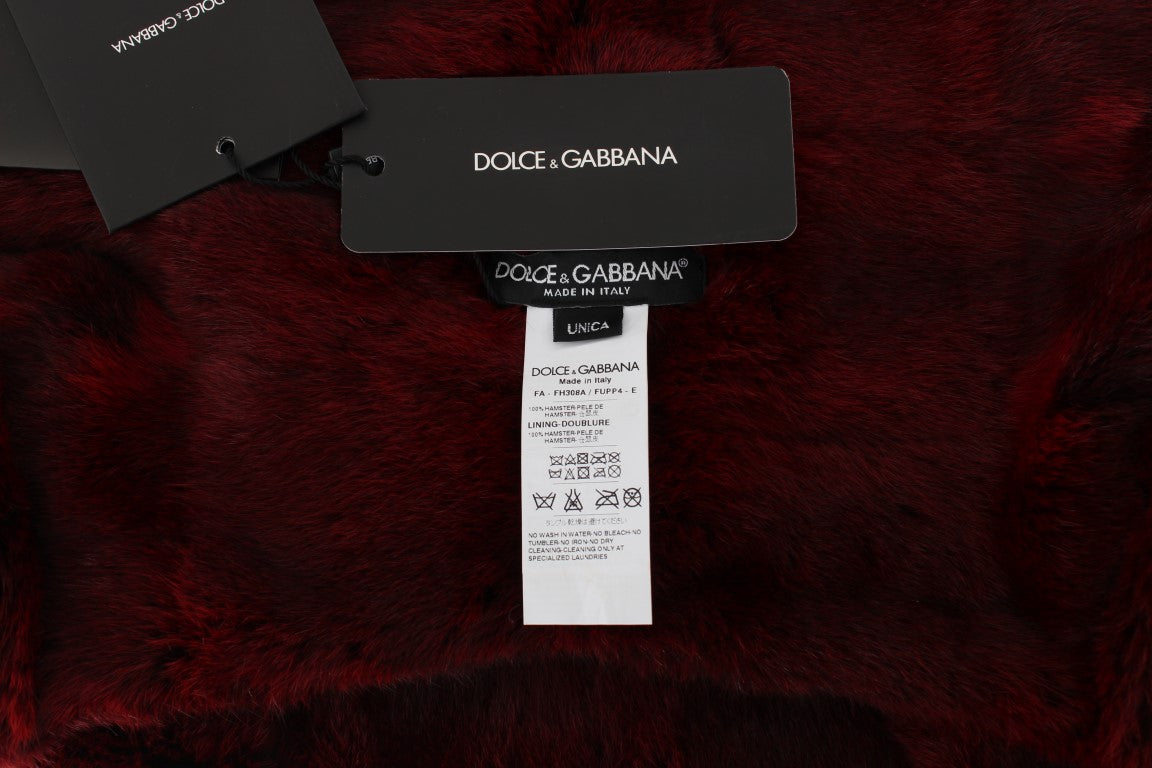 Dolce &amp; Gabbana Luxueux Écharpe À Capuchon En Fourrure Bordeaux