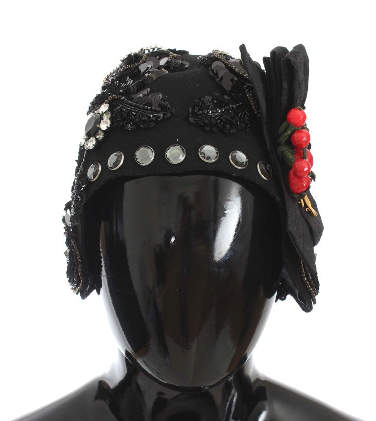 Dolce &amp; Gabbana Chapeau cloche élégant orné de cristaux noirs