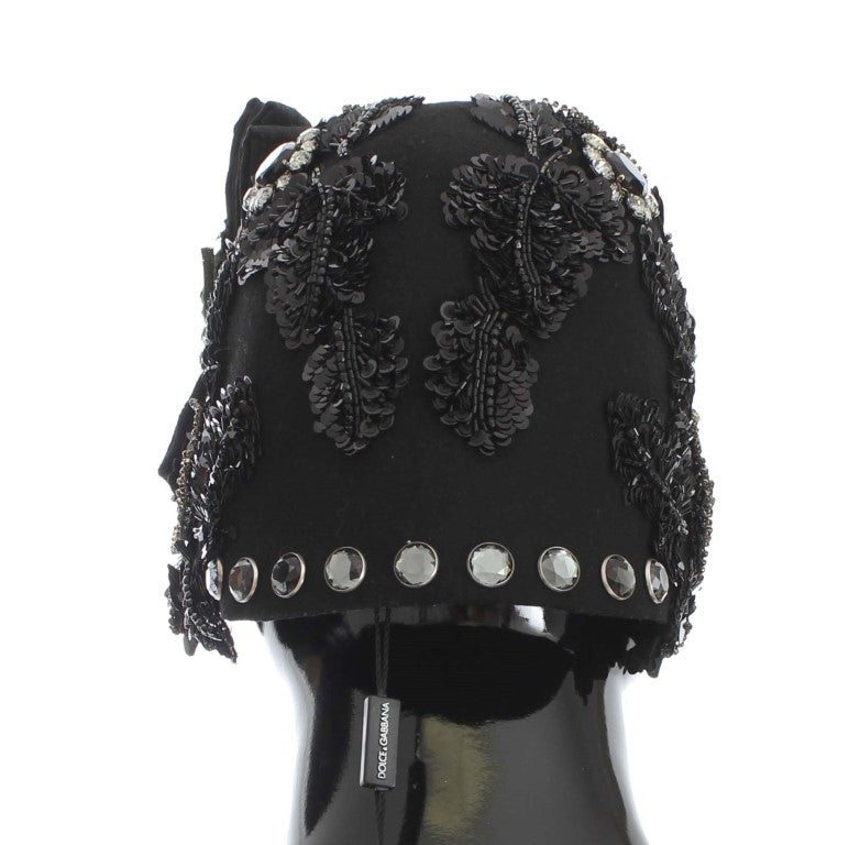 Dolce &amp; Gabbana Chapeau cloche élégant orné de cristaux noirs