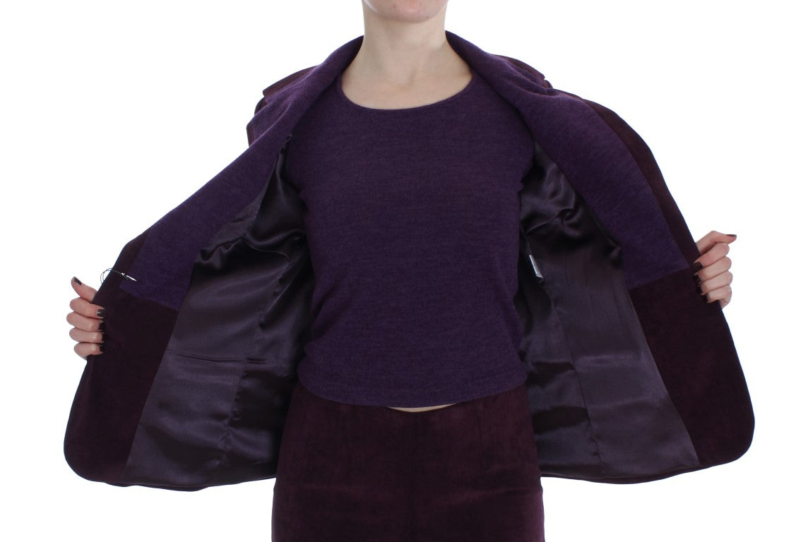 BENCIVENGA Ensemble de costume trois pièces élégant en laine mélangée violette