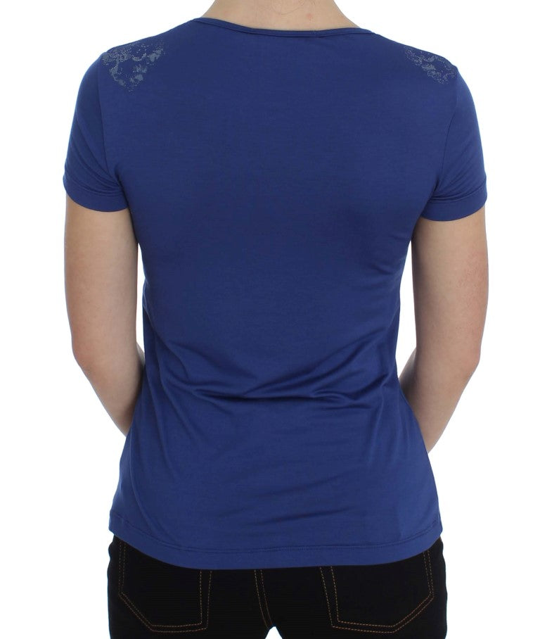 Ermanno Scervino T-shirt bleu élégant à col rond avec logo