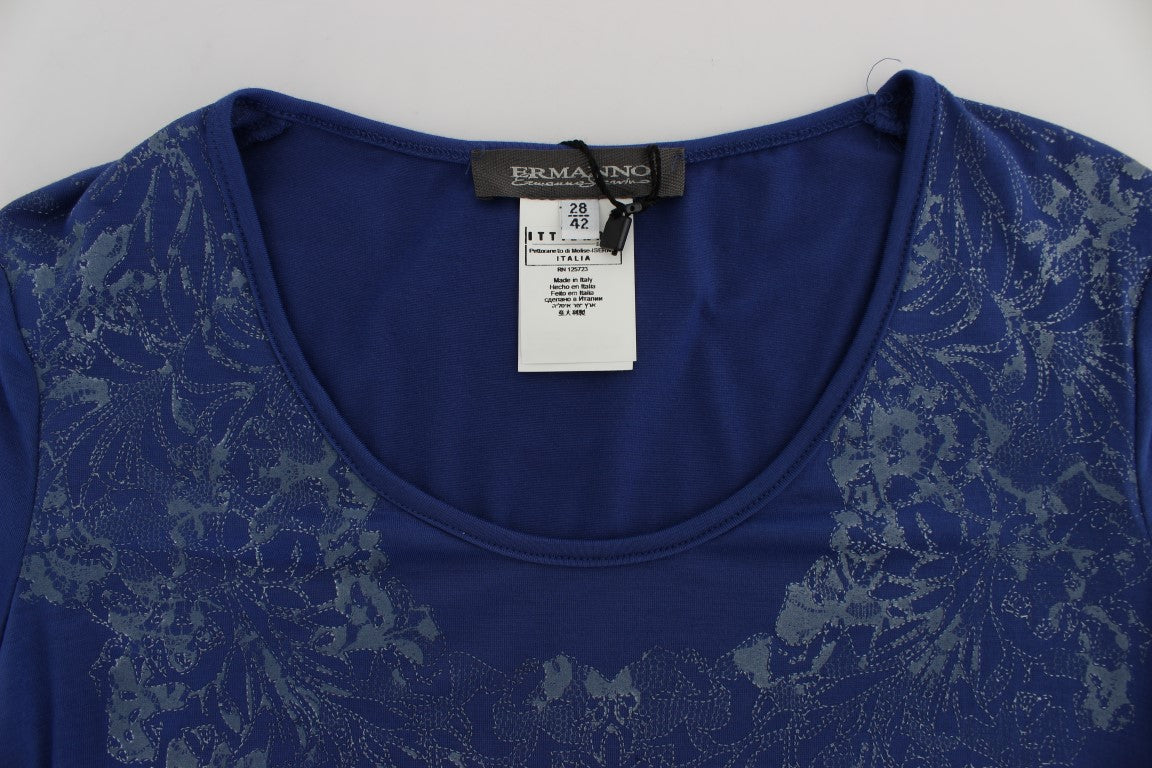 Ermanno Scervino T-shirt bleu élégant à col rond avec logo