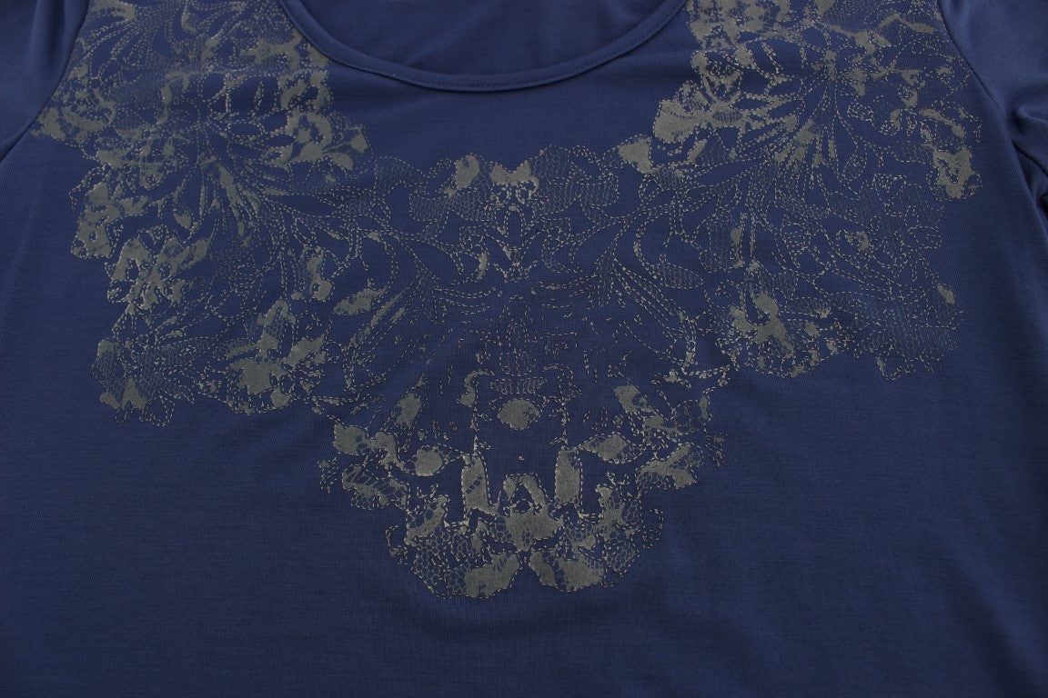 Ermanno Scervino T-shirt bleu élégant à col rond avec logo