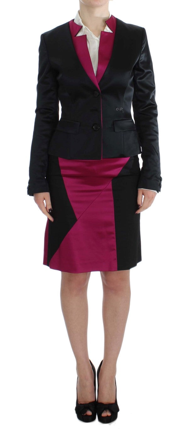 Ensemble de tailleur jupe noir et rose Exte Chic