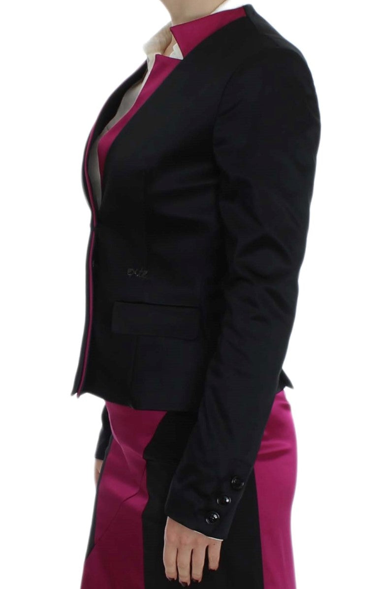 Blazer à simple boutonnage noir et rose Exte Chic