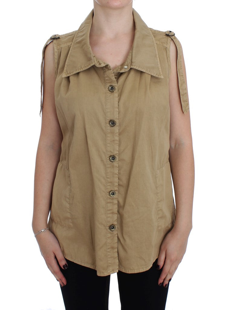 PLEIN SUD Blouse sans manches en coton beige