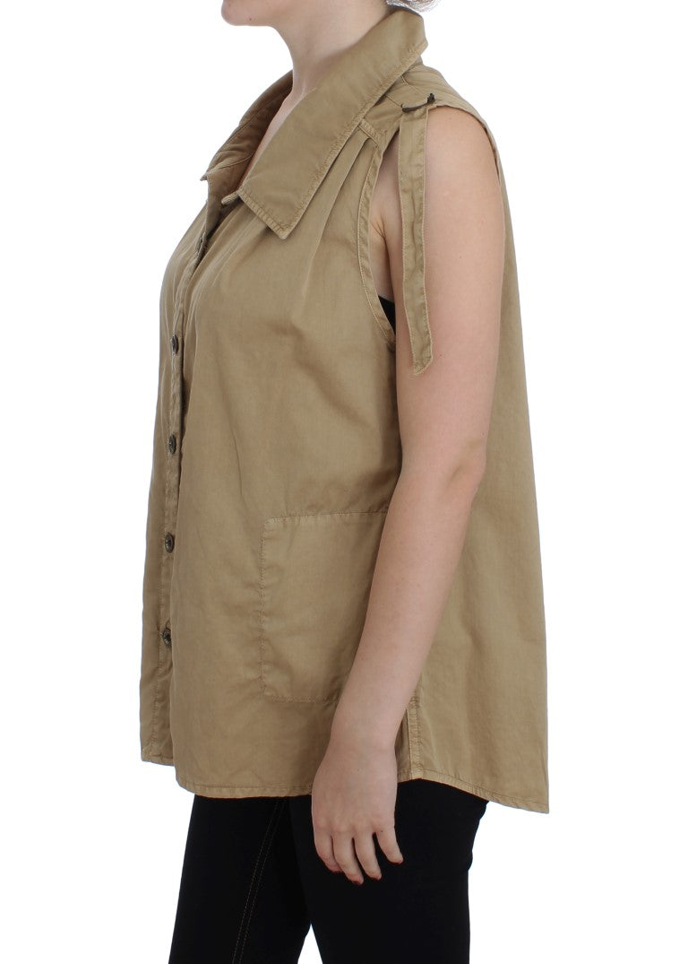 PLEIN SUD Blouse sans manches en coton beige