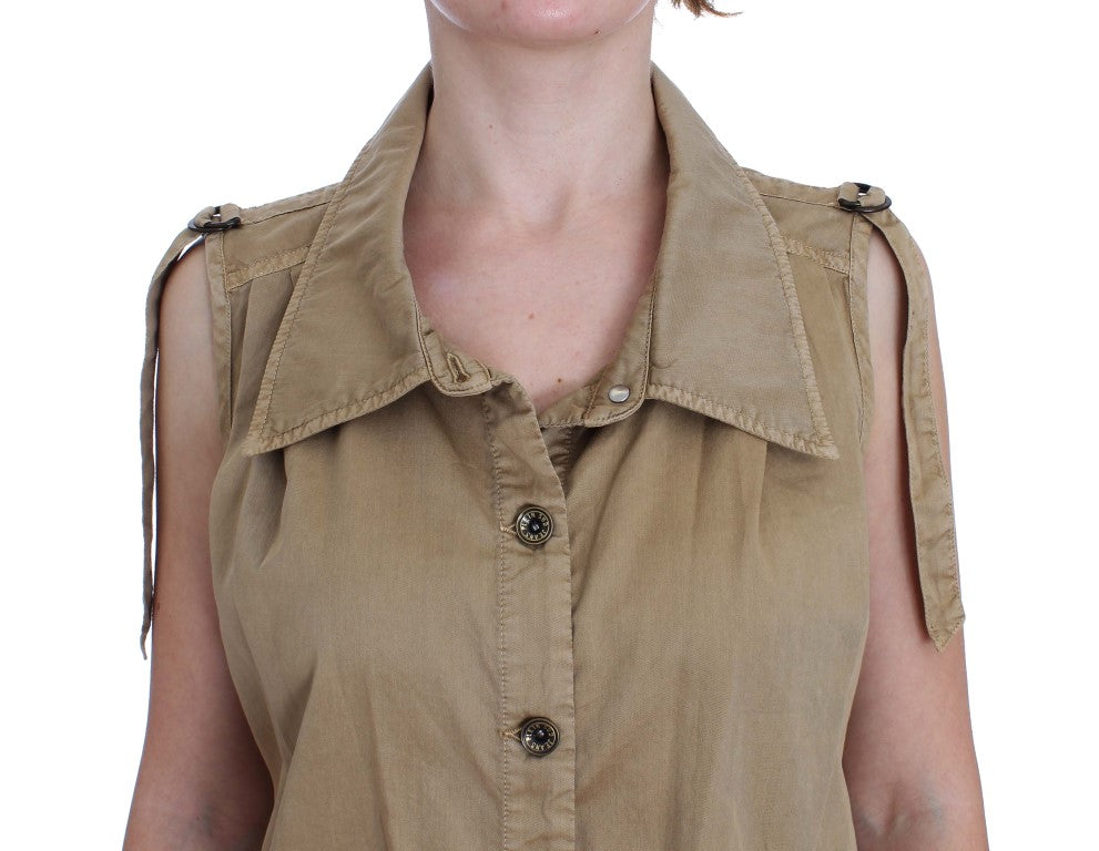 PLEIN SUD Blouse sans manches en coton beige