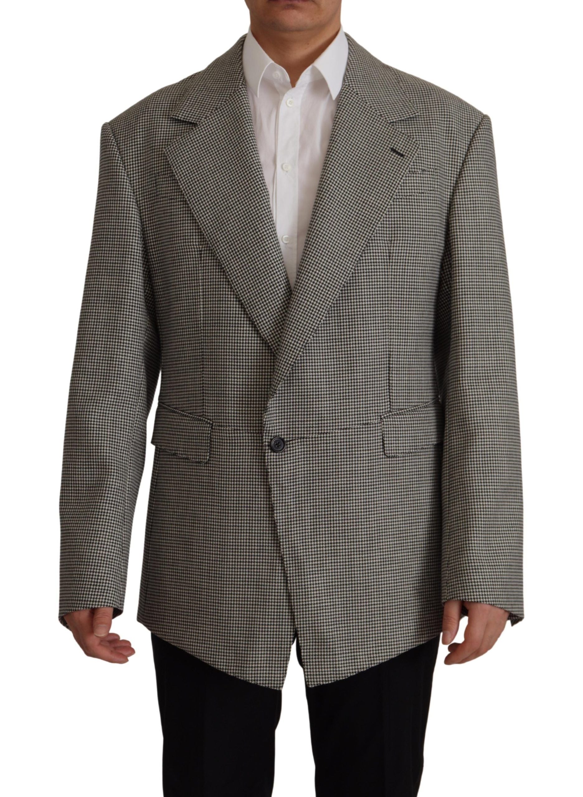 Dolce &amp; Gabbana Blazer élégant en laine à carreaux gris