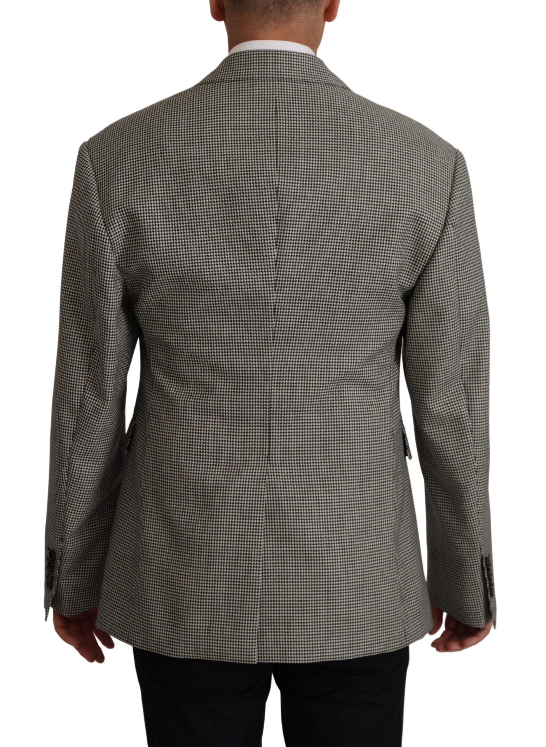 Dolce &amp; Gabbana Blazer élégant en laine à carreaux gris