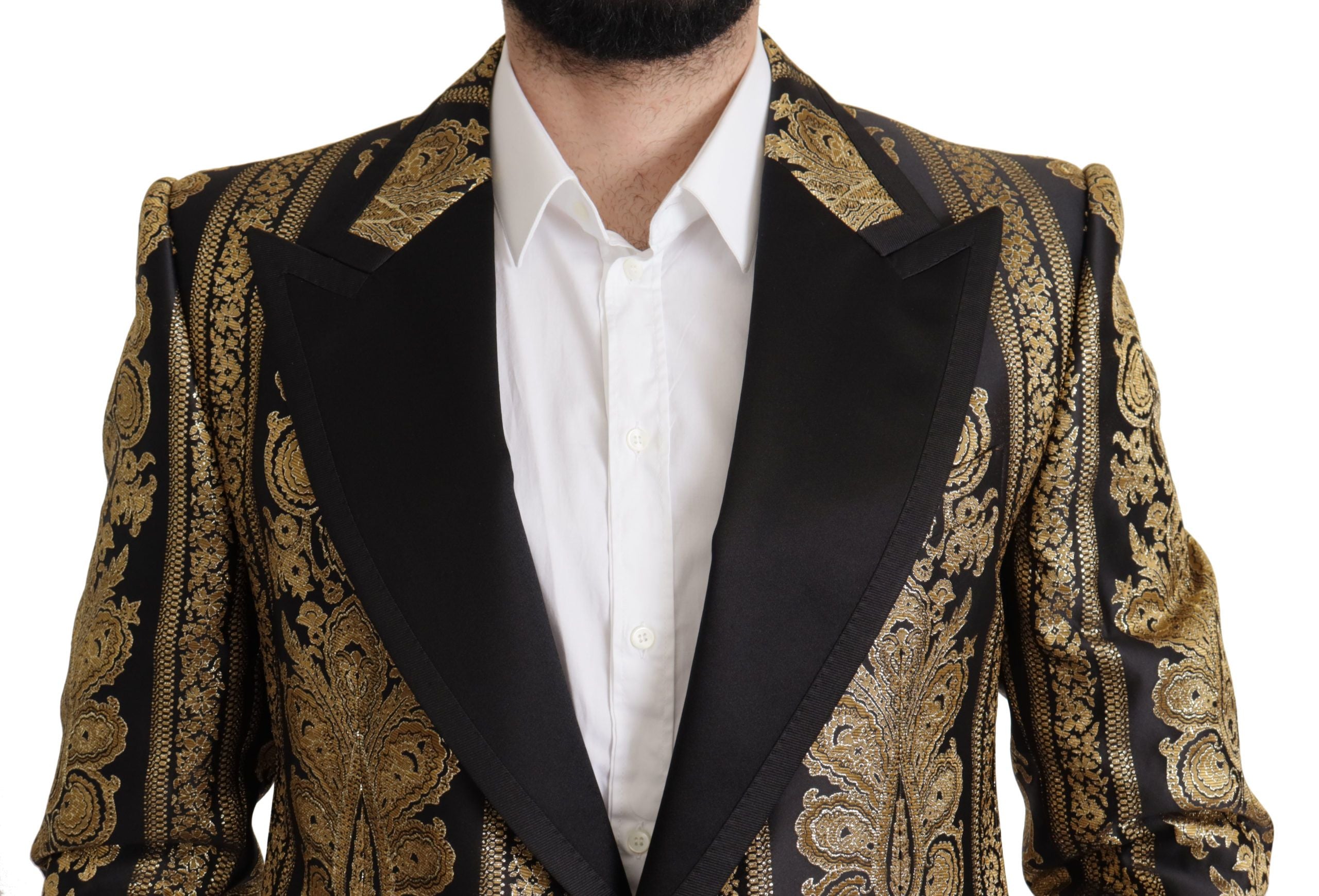 Dolce & Gabbana Blazer à simple boutonnage en jacquard noir et doré