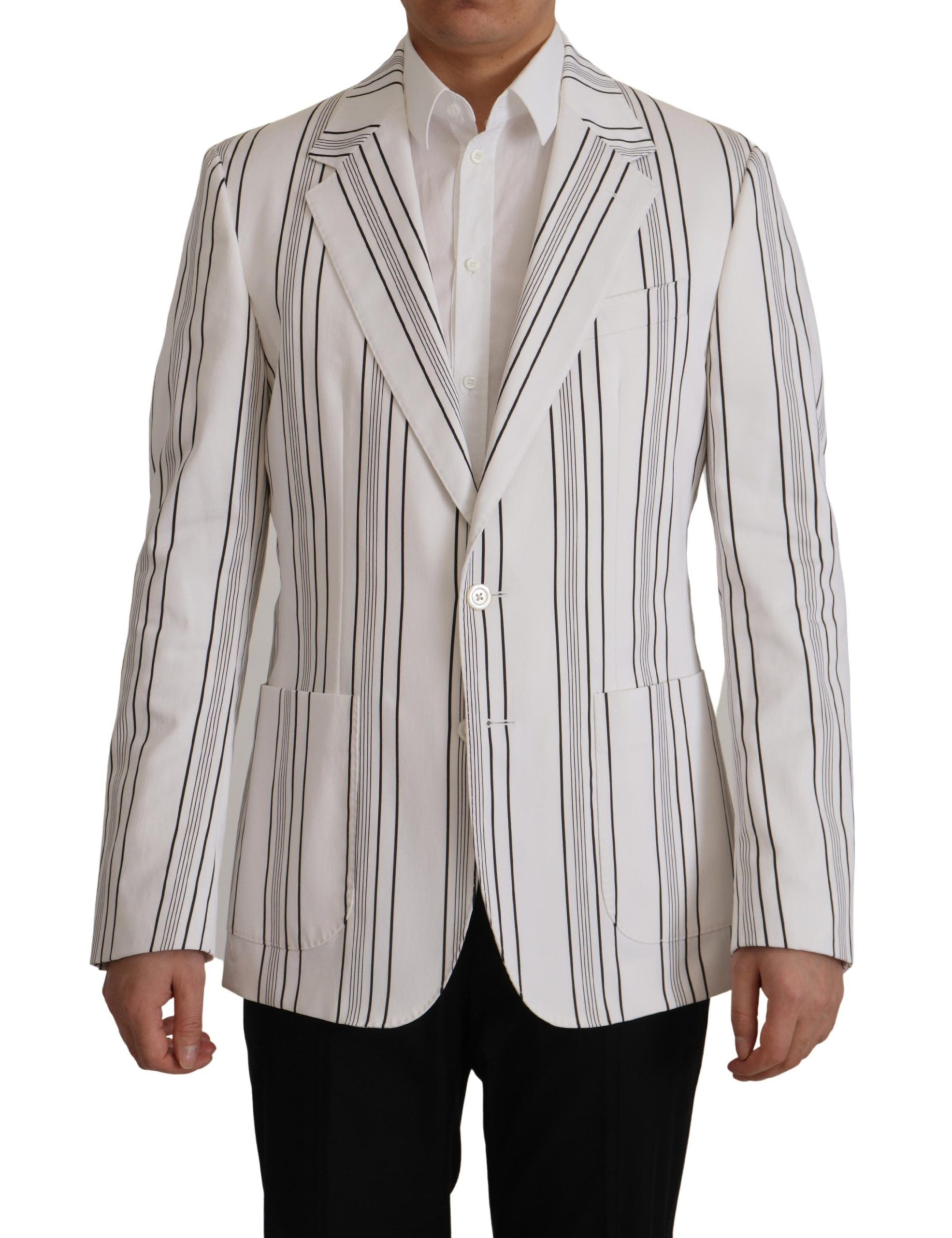 Dolce &amp; Gabbana Blazer élégant en coton mélangé rayé