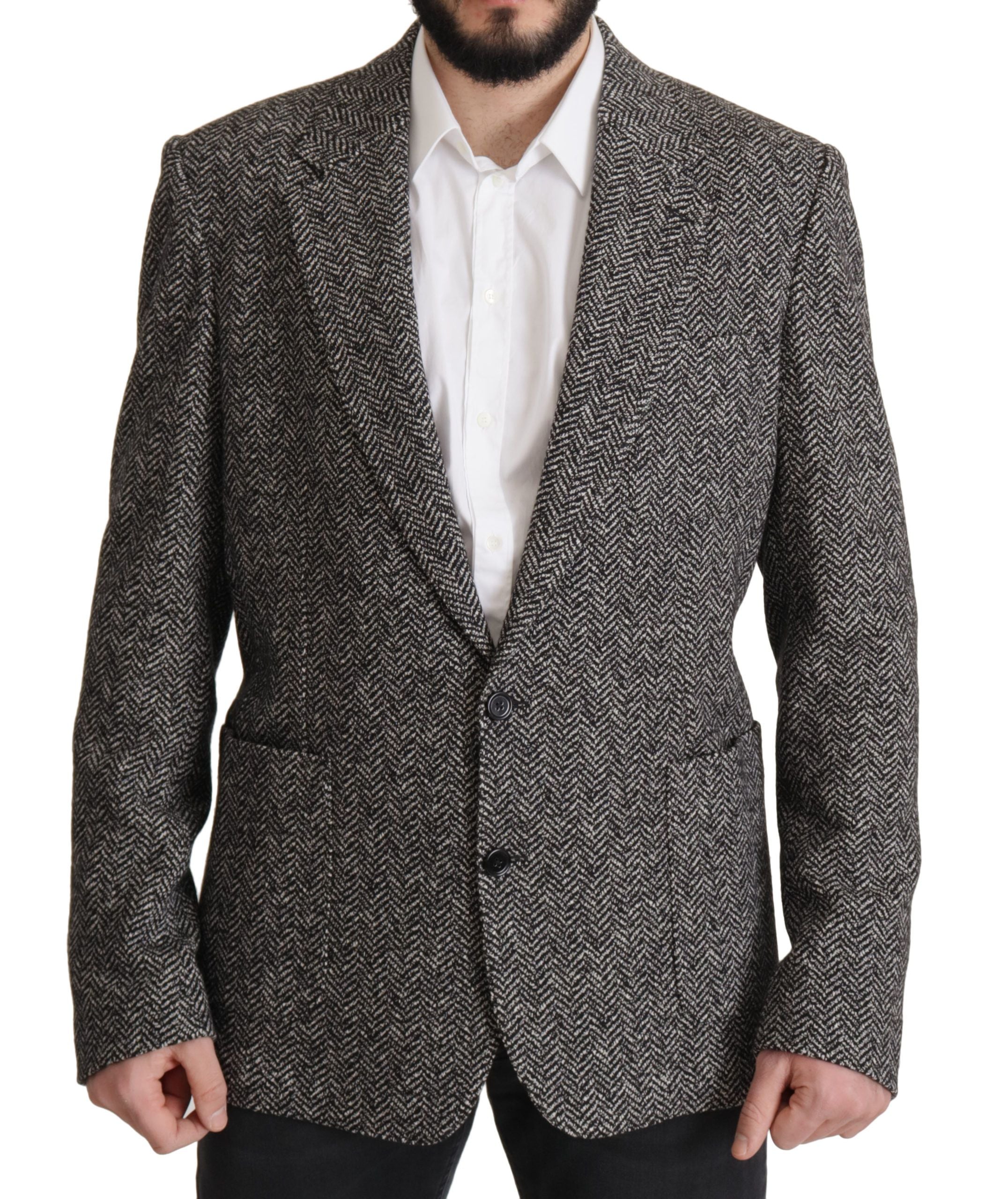 Dolce &amp; Gabbana Veste blazer à chevrons gris exquis