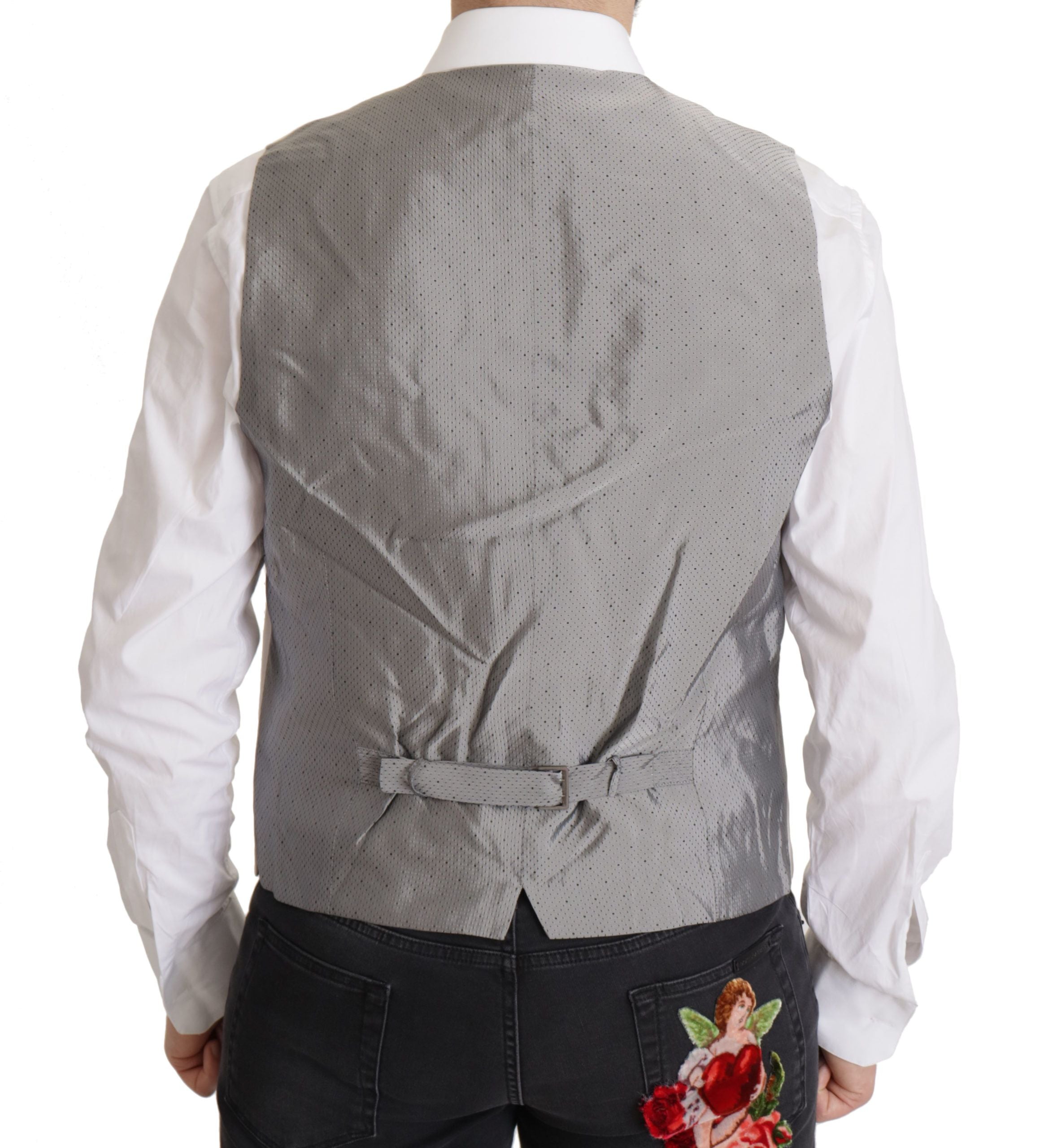 Dolce &amp; Gabbana Ensemble de veste de costume élégant en soie mélangée gris clair