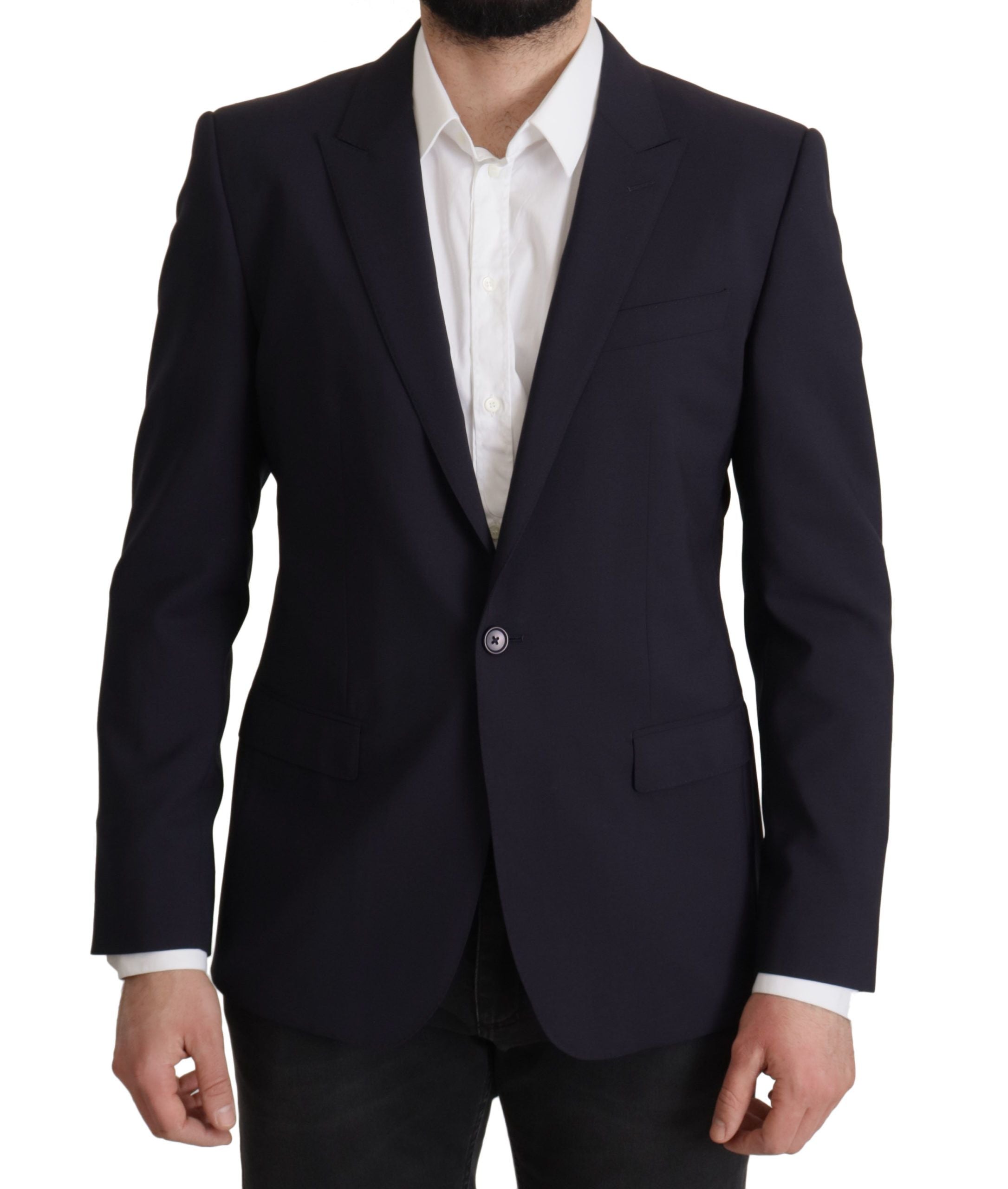 Dolce &amp; Gabbana Blazer slim élégant en laine mélangée bleu marine