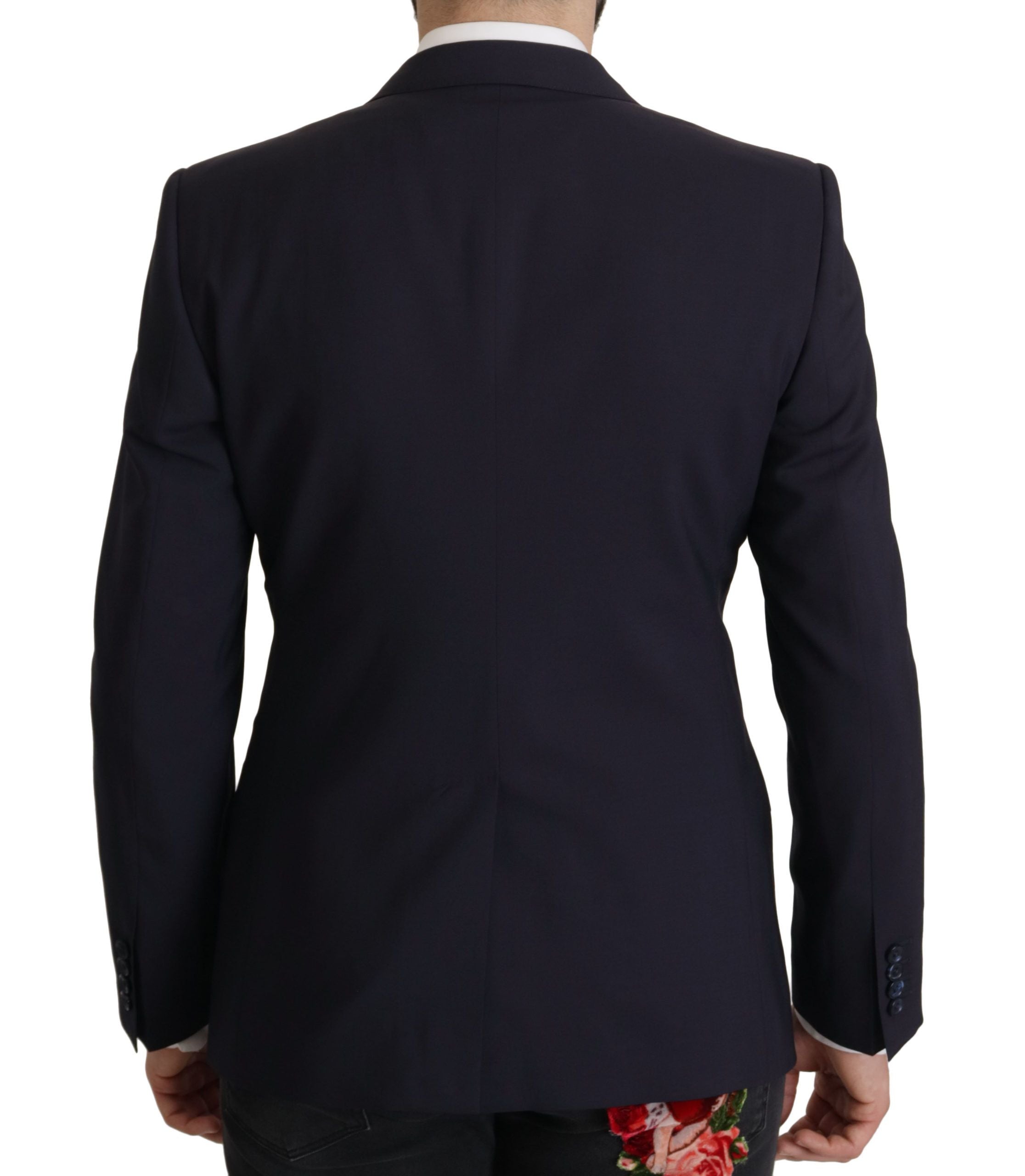 Dolce &amp; Gabbana Blazer slim élégant en laine mélangée bleu marine