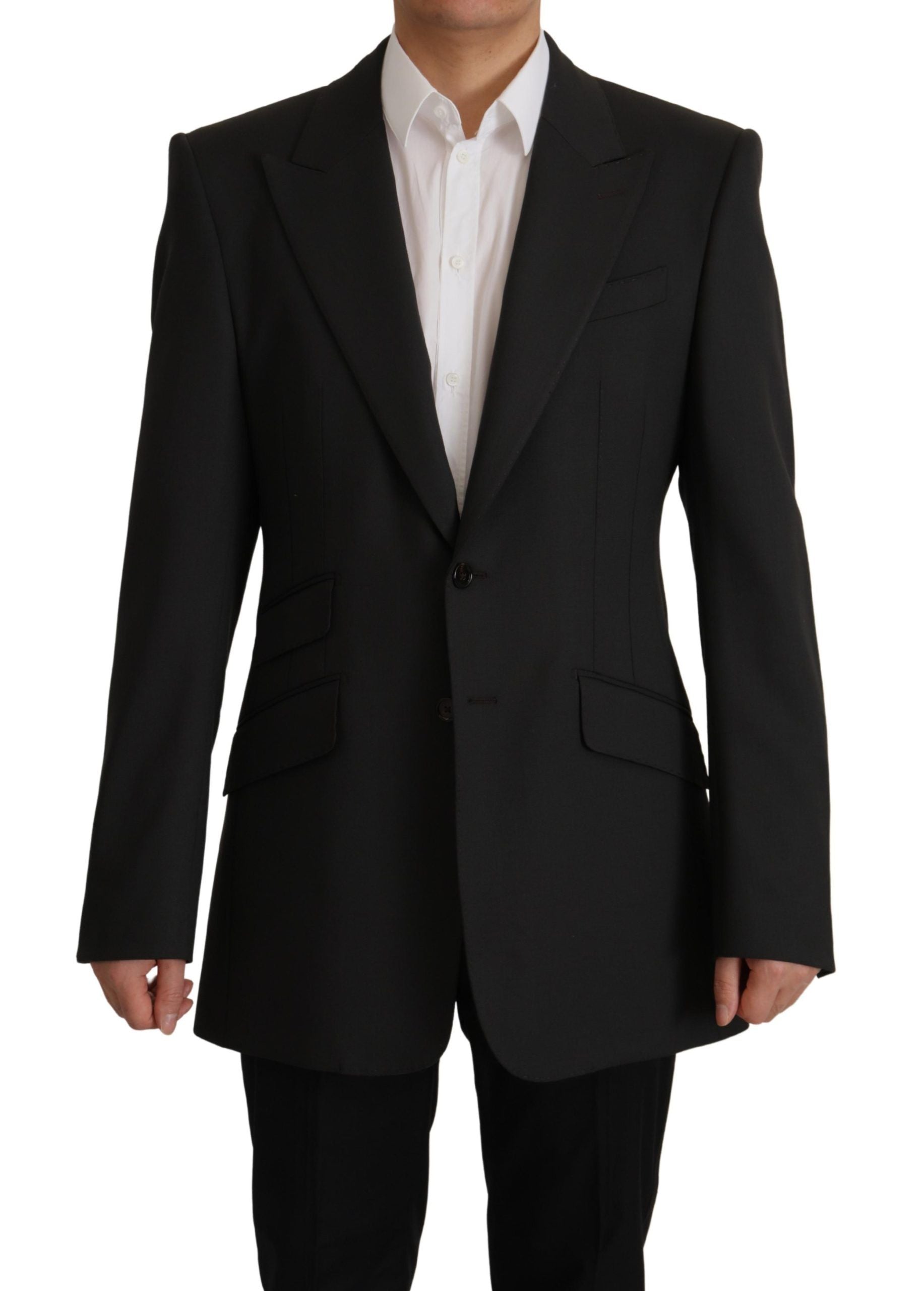 Dolce &amp; Gabbana Veste blazer en laine noire élégante et slim