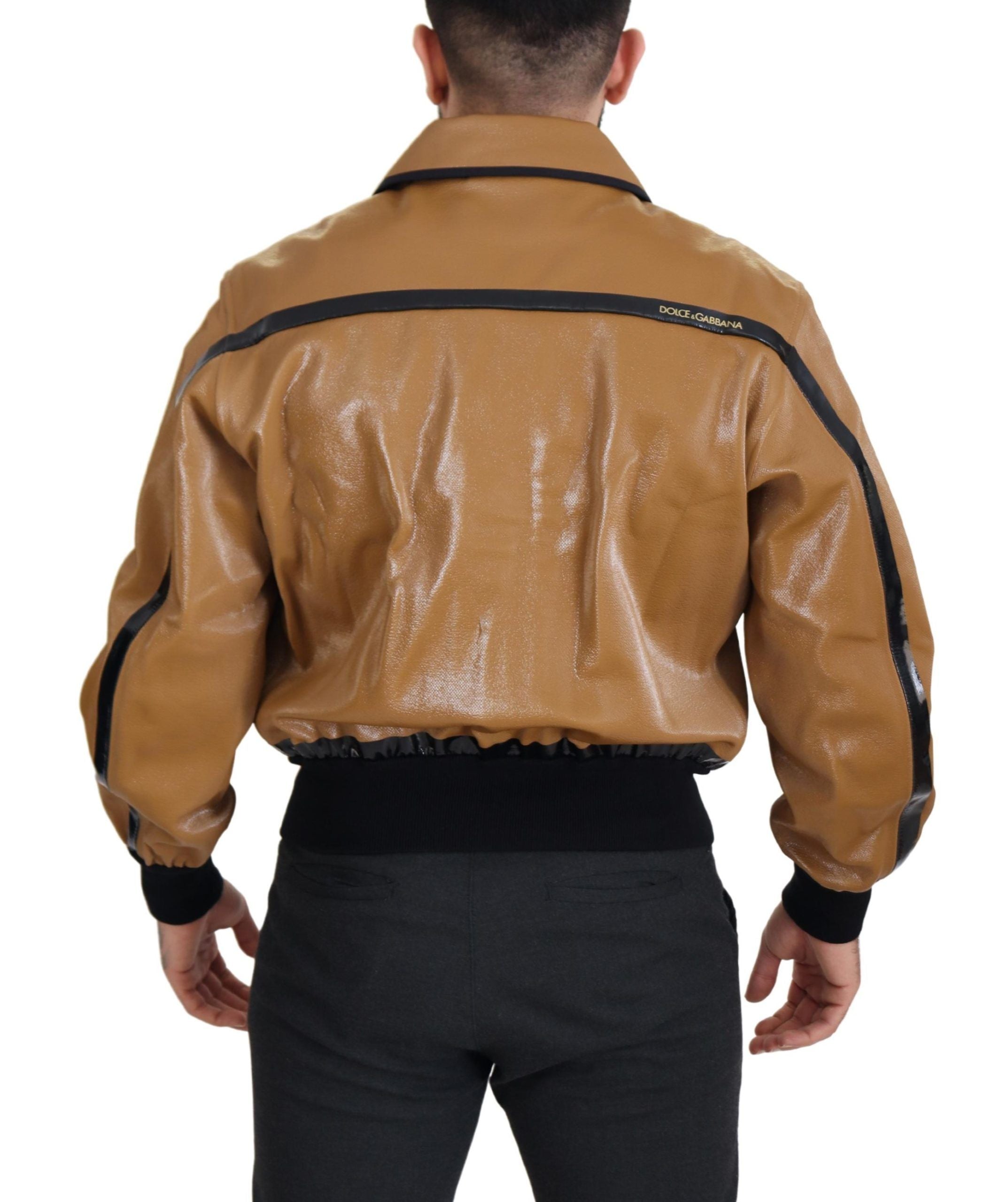 Dolce &amp; Gabbana Veste Blouson Zippée Élégante Camel Foncé