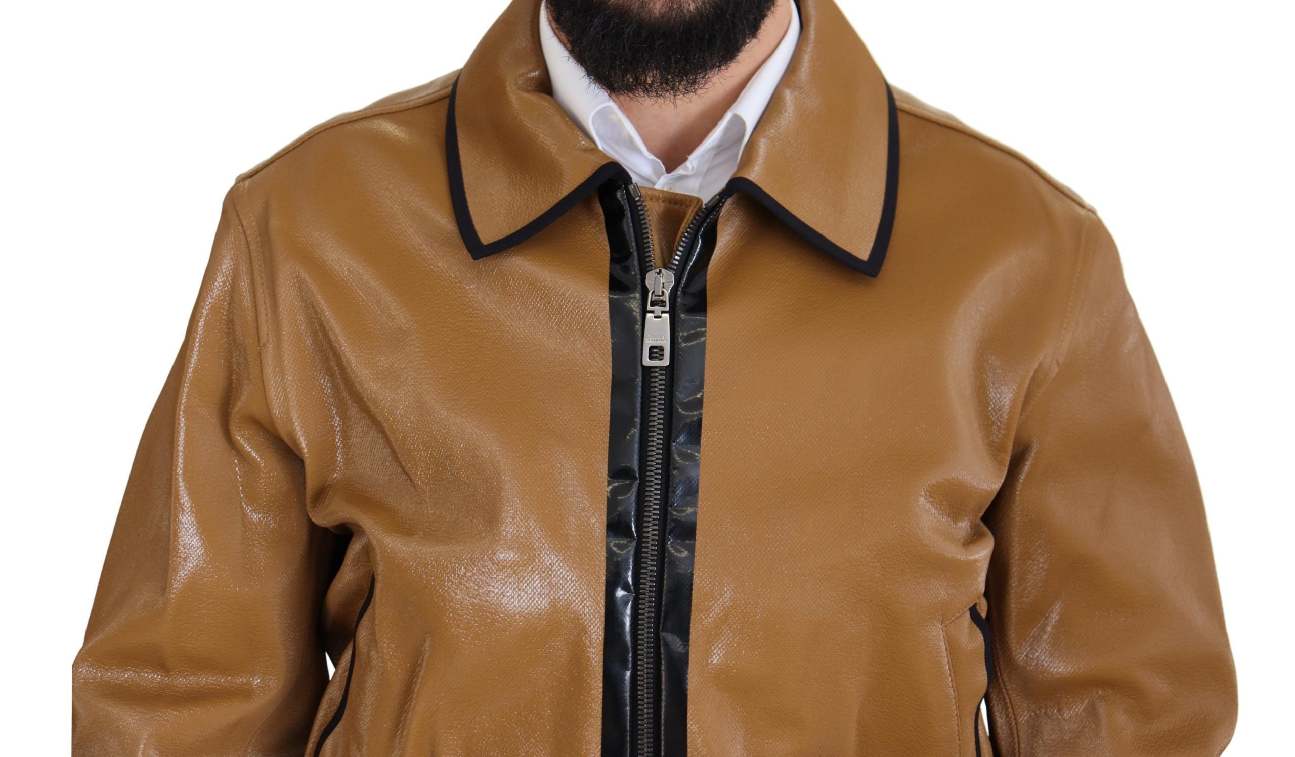 Dolce &amp; Gabbana Veste Blouson Zippée Élégante Camel Foncé