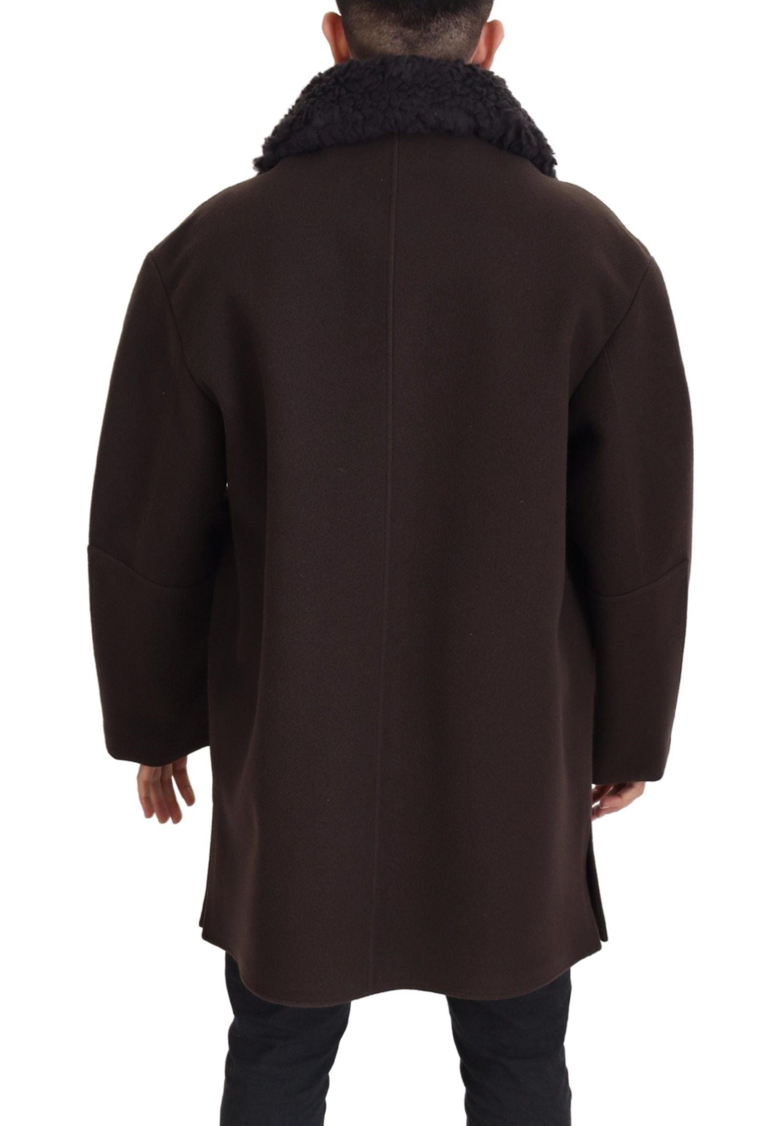 Dolce &amp; Gabbana Veste élégante en peau de mouton marron foncé