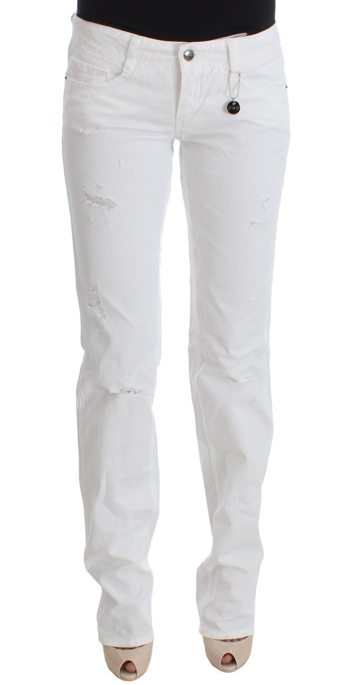 Costume National Chic Jean Slim Fit en Coton Blanc