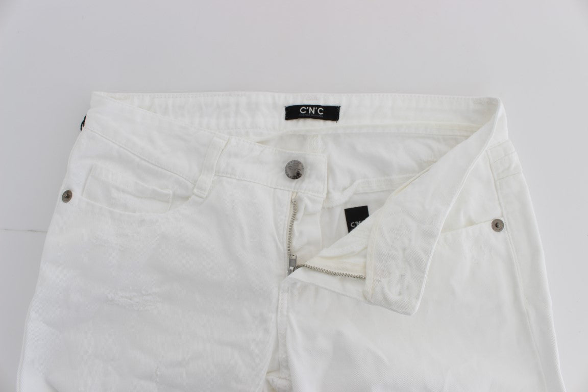 Costume National Chic Jean Slim Fit en Coton Blanc