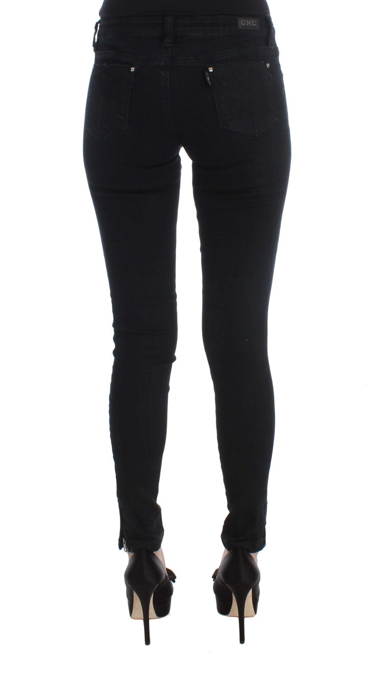 Costume National Sleek Black Slim Fit Designer Jeans